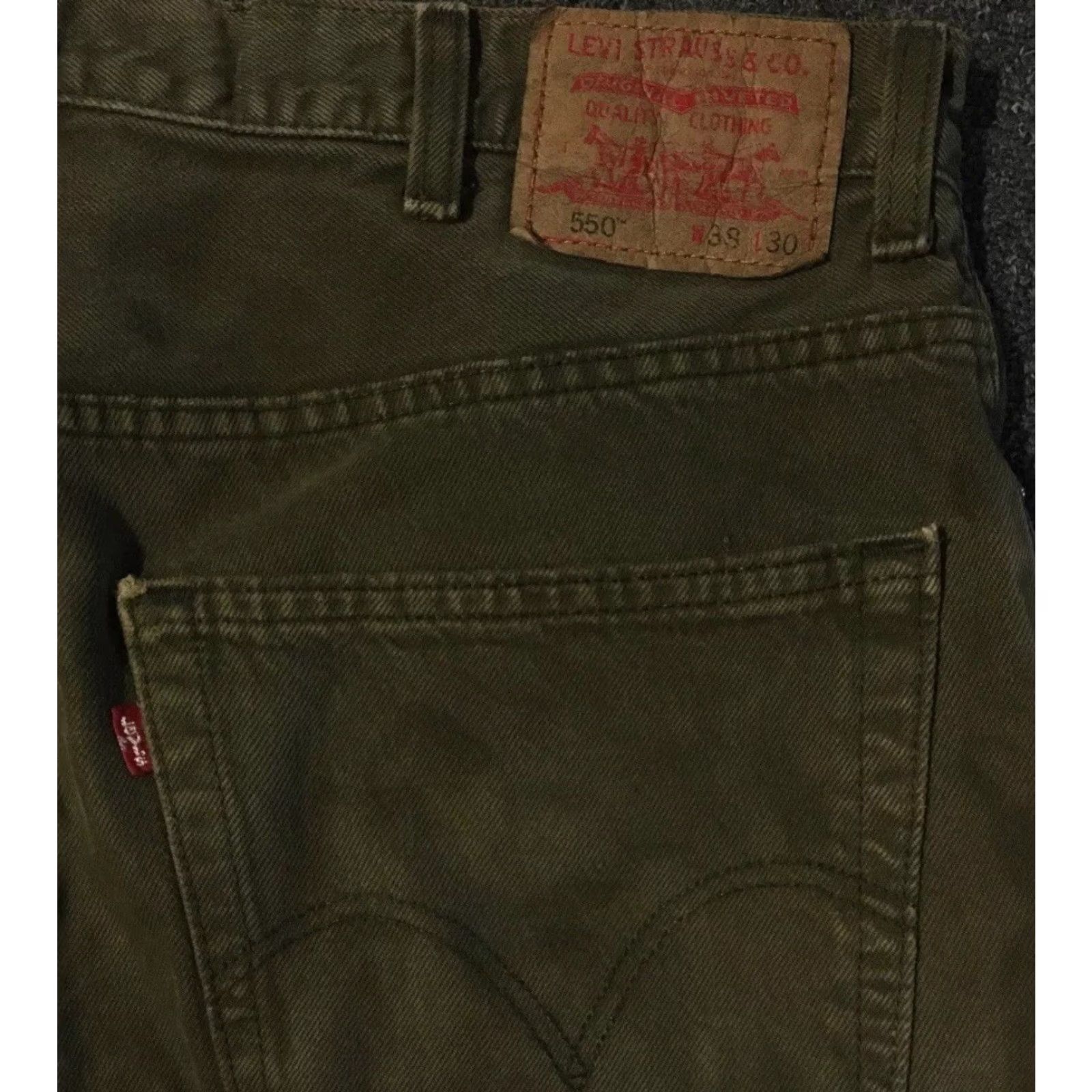 Levi's VINTAGE Levi's 550 Jeans Men 38 Green Distressed Straight 90s Grunge USA 80s Punk Skater Bands Leather Tie? Wait. Size US 38 / EU 54 - 3 Thumbnail