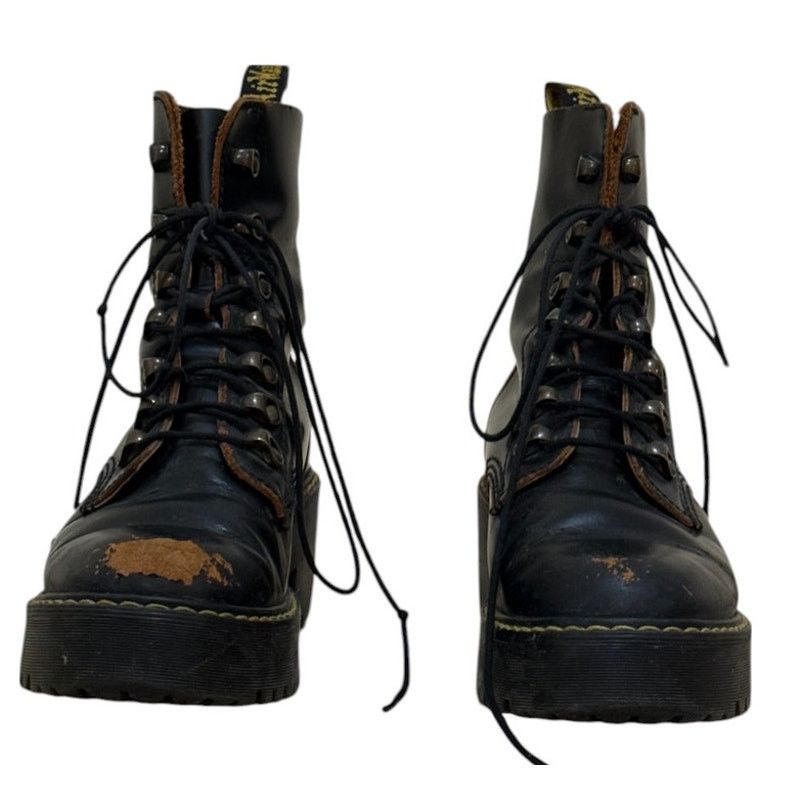 Dr. Martens Dr. Martens Boots Women 7 Black Leona Vintage Smooth Leather Size US 7 / IT 37 - 3 Thumbnail