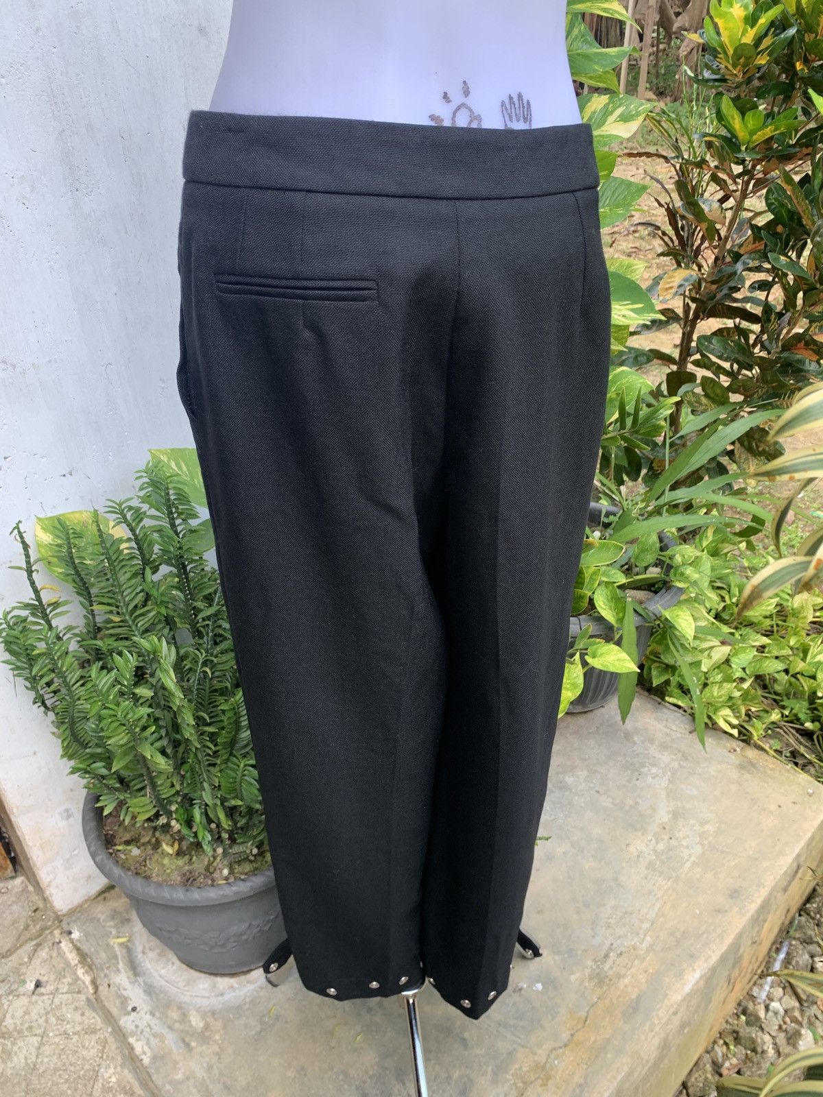 Cacharel cacharel Paris Black Virgin Wool Casual Snap Trouser Pants Size 27" / US 4 / IT 40 - 2 Thumbnail