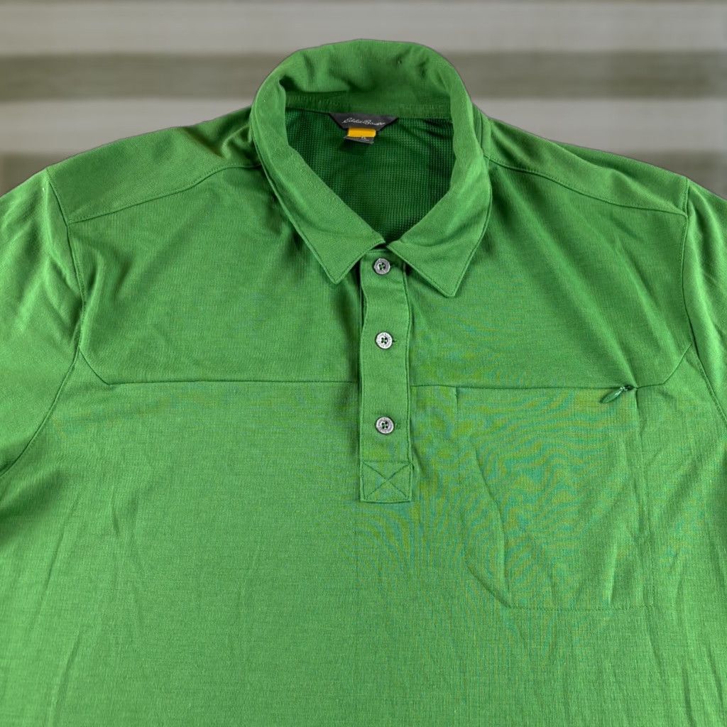 Eddie Bauer Eddie Bauer Polo Shirt Mens LT Green Short Sleeve Golf Travex Pocket Size US L / EU 52-54 / 3 - 1 Thumbnail