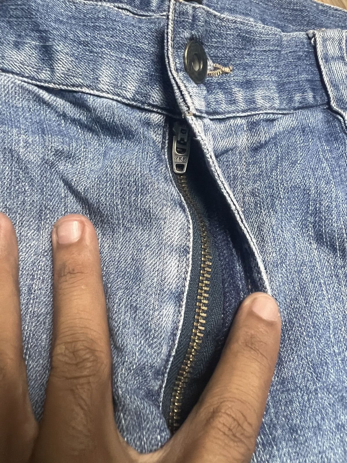 Japanese Brand Dinnovation Denim Cargo Jeans with White Racing Stripes (42) Size US 30 / EU 46 - 10 Thumbnail
