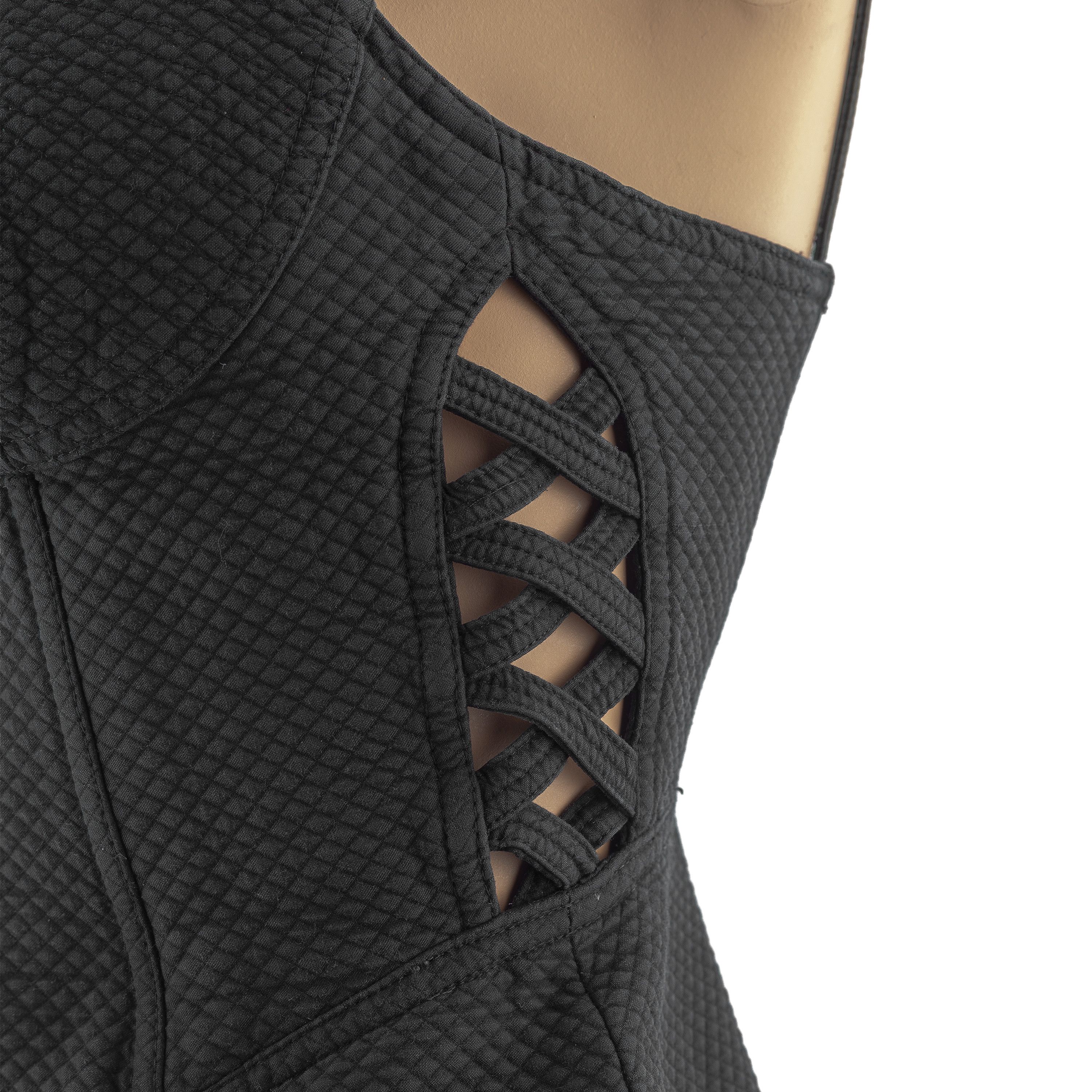 Versus Versace Versus Versace by Gianni Versace Black Waffle Dress Size XS / US 0-2 / IT 36-38 - 3 Thumbnail