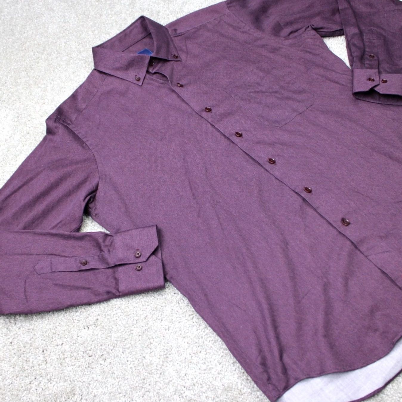 David Donahue David Donahue Shirt Mens Large Purple 100% Cotton Long Sleeve Button Down Size US L / EU 52-54 / 3 - 7 Thumbnail
