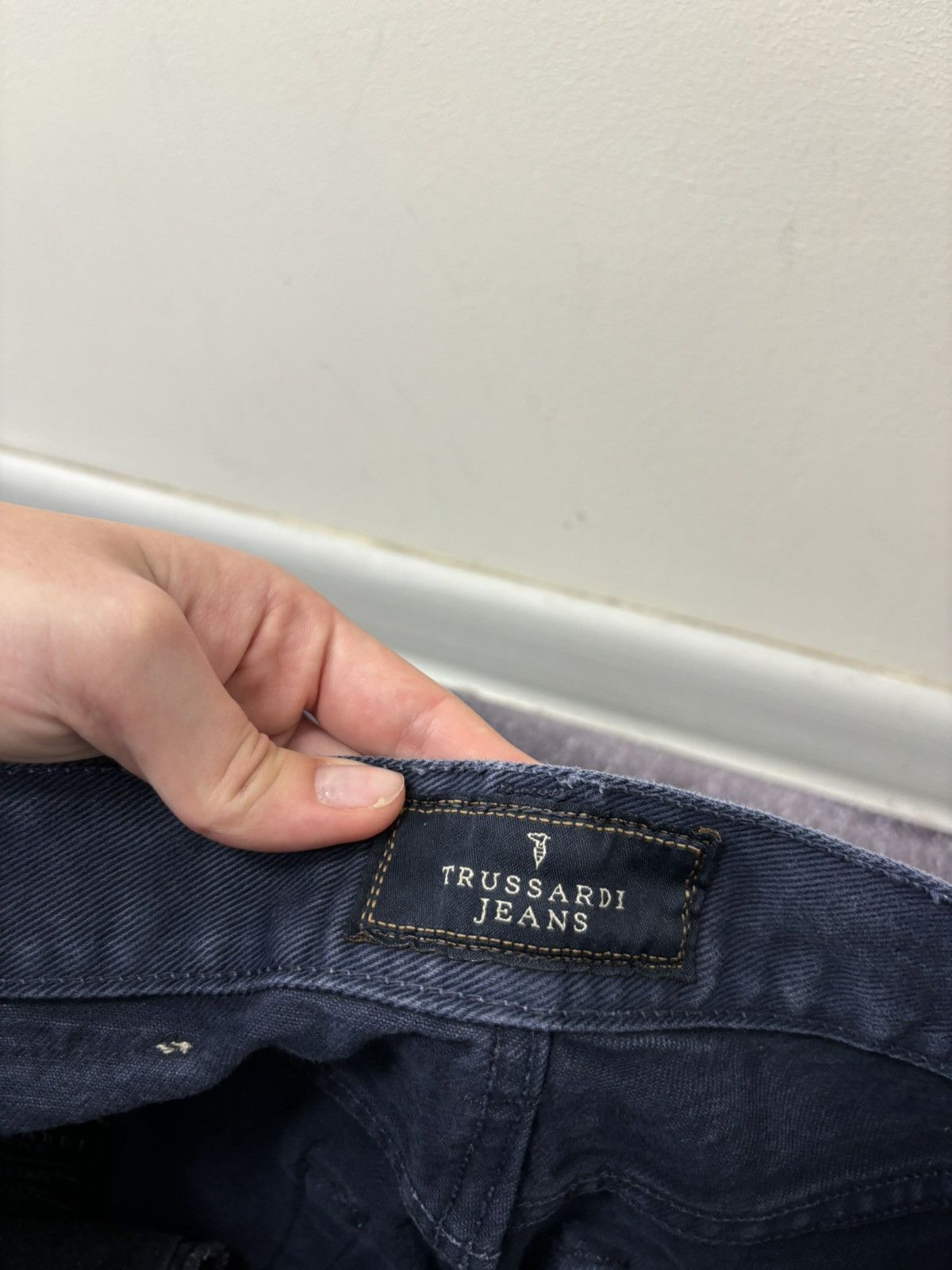 Trussardi Vintage 90s Trussardi Women’s Navy Straight Fit Denim Jeans Size 34" / US 12 / IT 48 - 12 Thumbnail