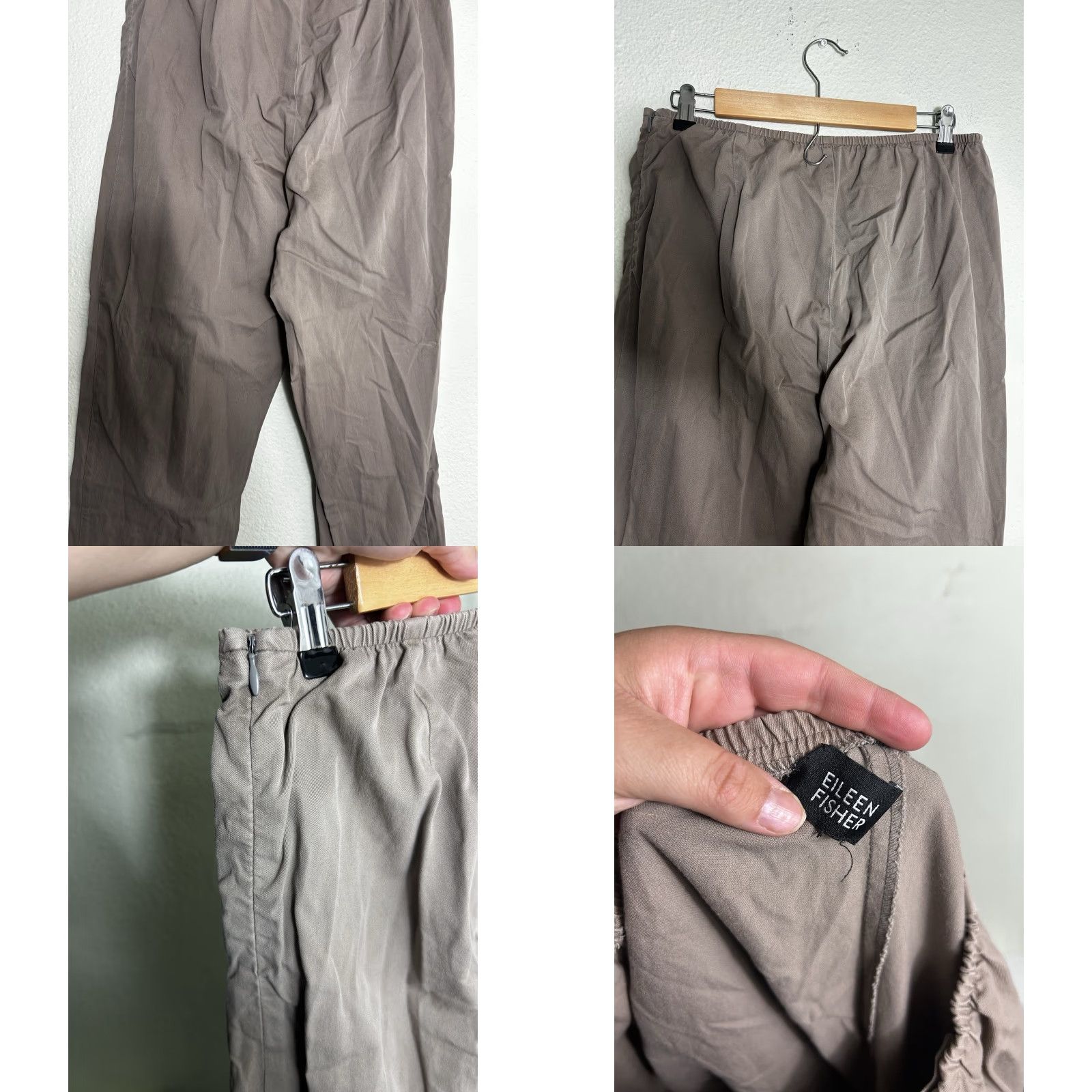 Eileen Fisher VINTAGE Eileen Fisher Womens Large Brown Pull On Cotton Pants 32x30 Elastic Waist Size 36" / US 14 / IT 50 - 8 Thumbnail