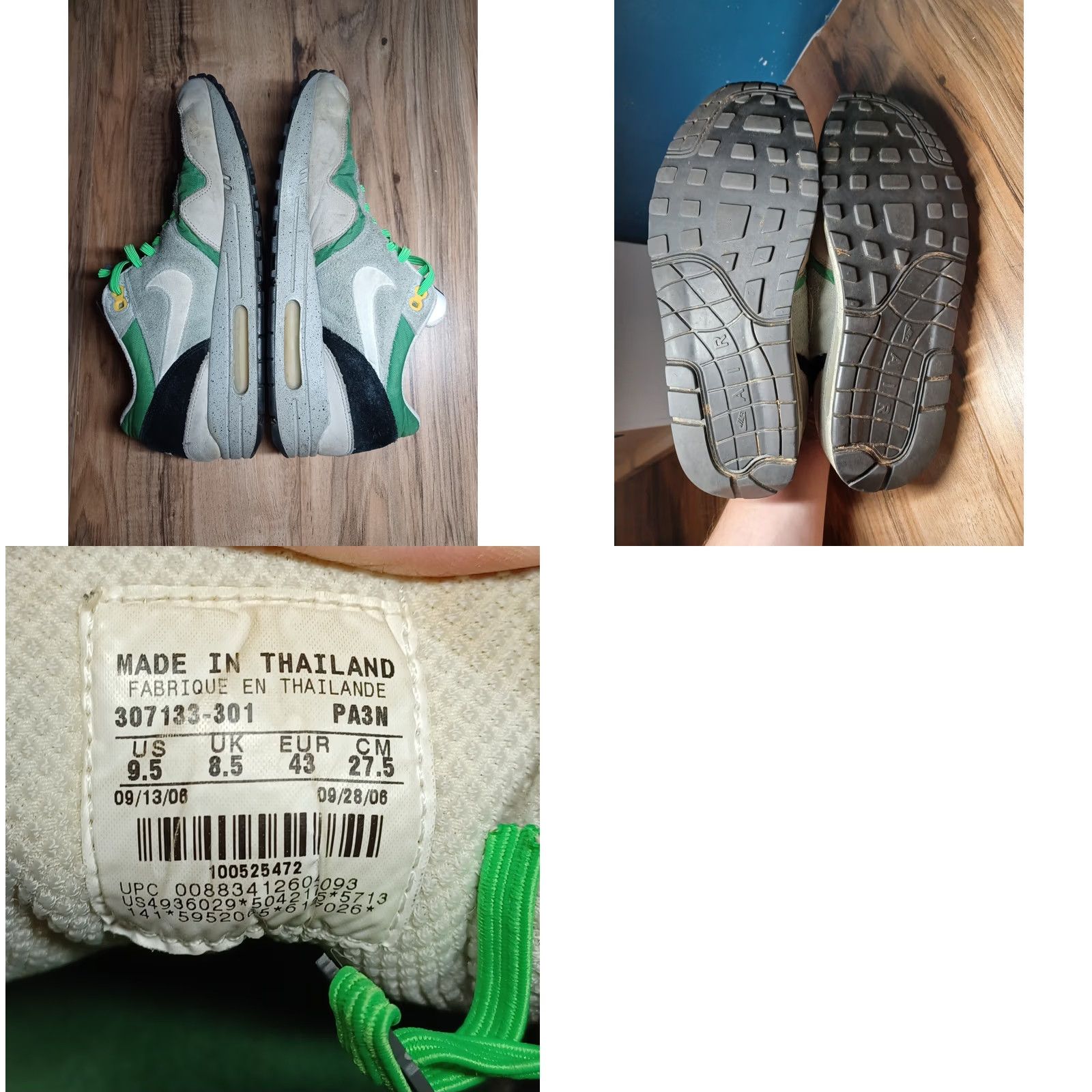 Nike VINTAGE Nike Air Max 1 2006 Skulls Pack Classic Green Sneakers size 9.5 Mens Shoes Size US 10 / EU 43 - 8 Thumbnail