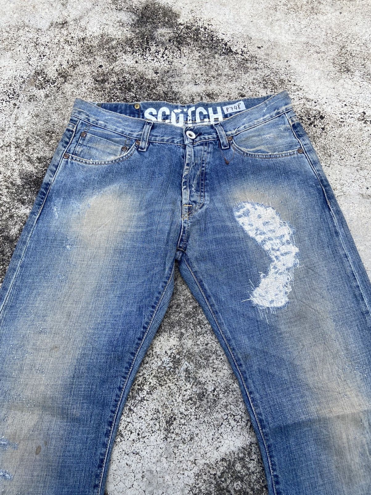 Japanese Brand Scotch Distressed Denim Pant Size US 31 - 4 Thumbnail