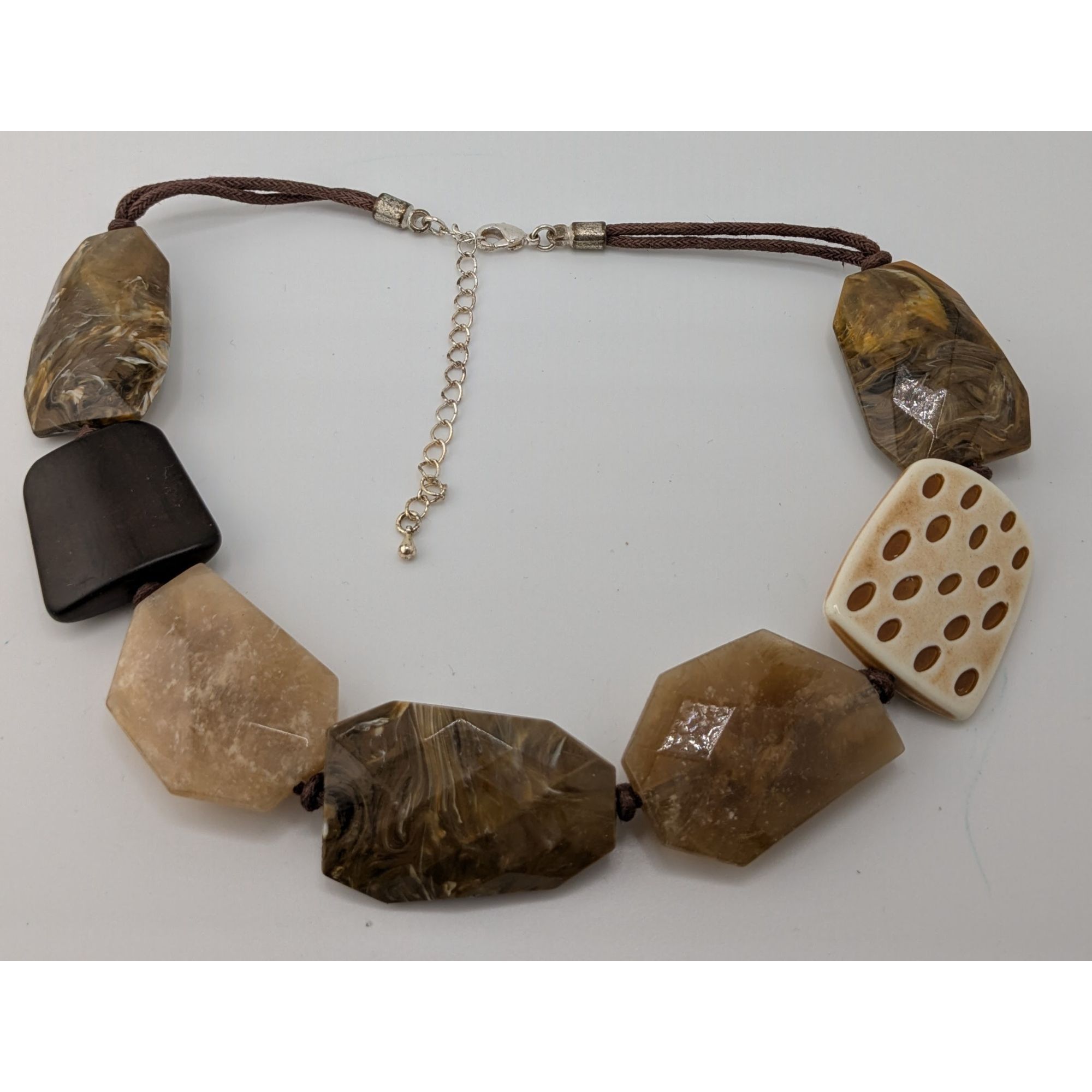 Other Chunky Bohemian Statement Necklace With Brown And Cream Simu Size ONE SIZE - 6 Thumbnail