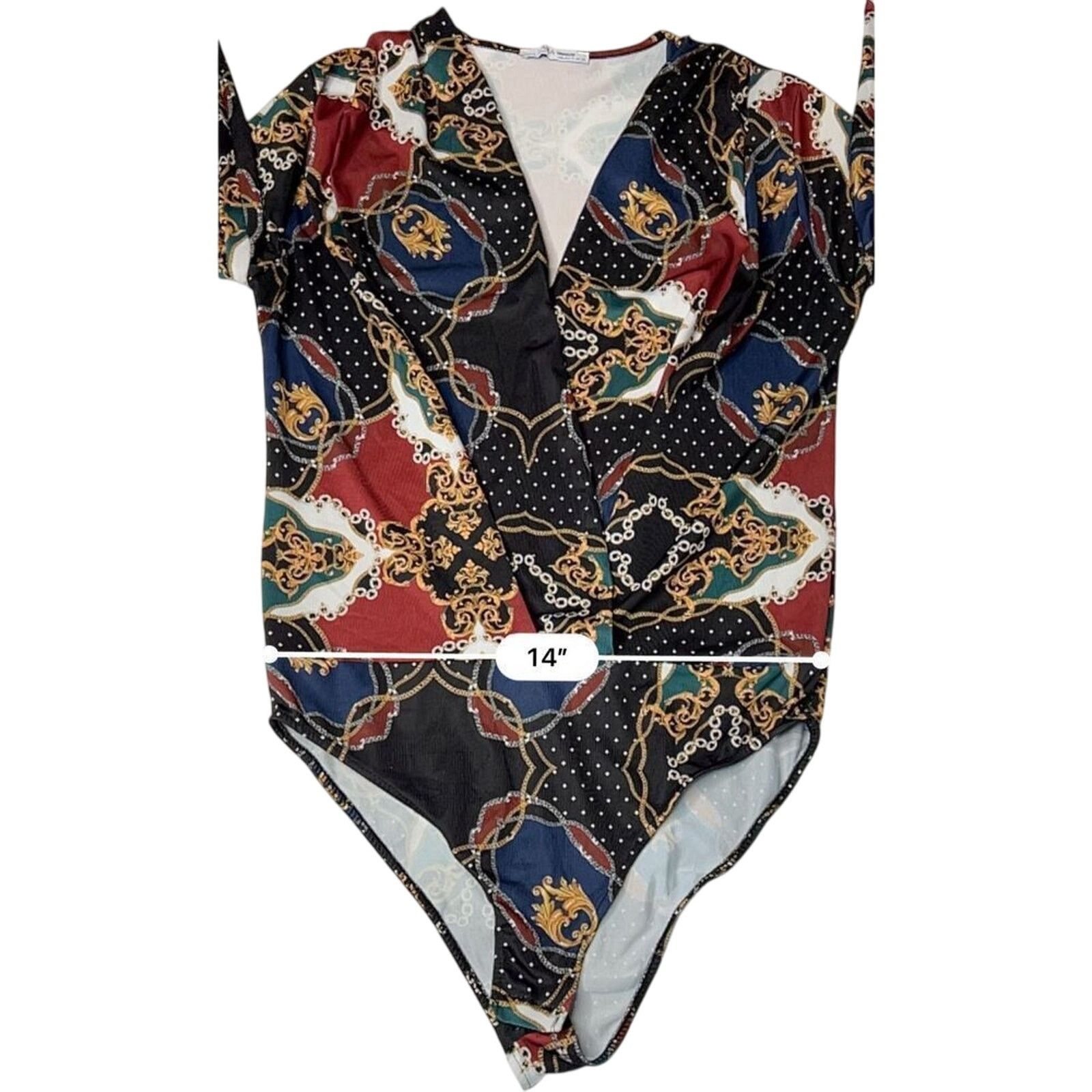 Zara Zara Nautical Wrap Bodysuit Top Blue Burgundy Chains MEDIUM Size M / US 6-8 / IT 42-44 - 9 Thumbnail
