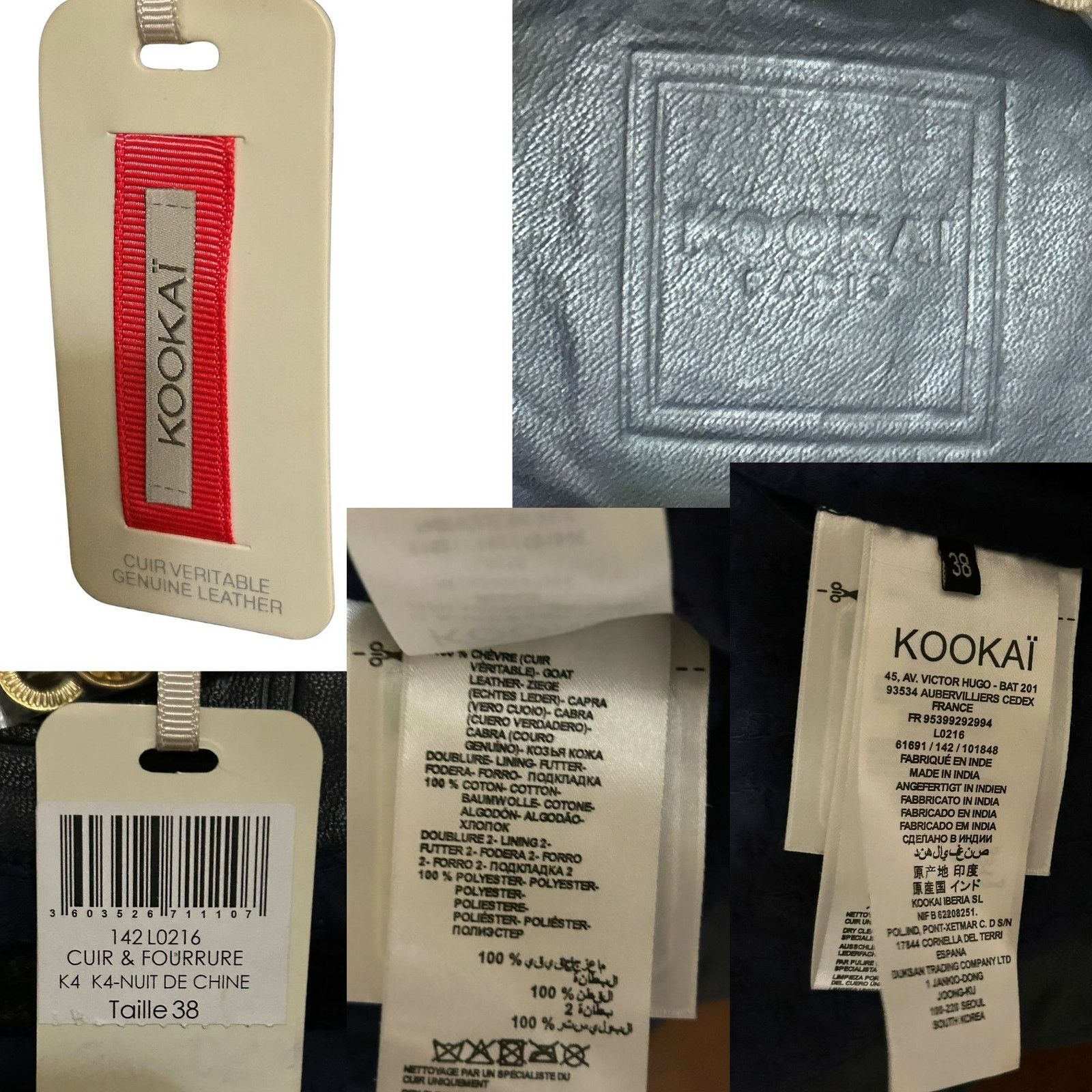 Other Kookai Paris Genuine Leather Biker Jacket Navy New With Tags Size M / US 6-8 / IT 42-44 - 6 Thumbnail