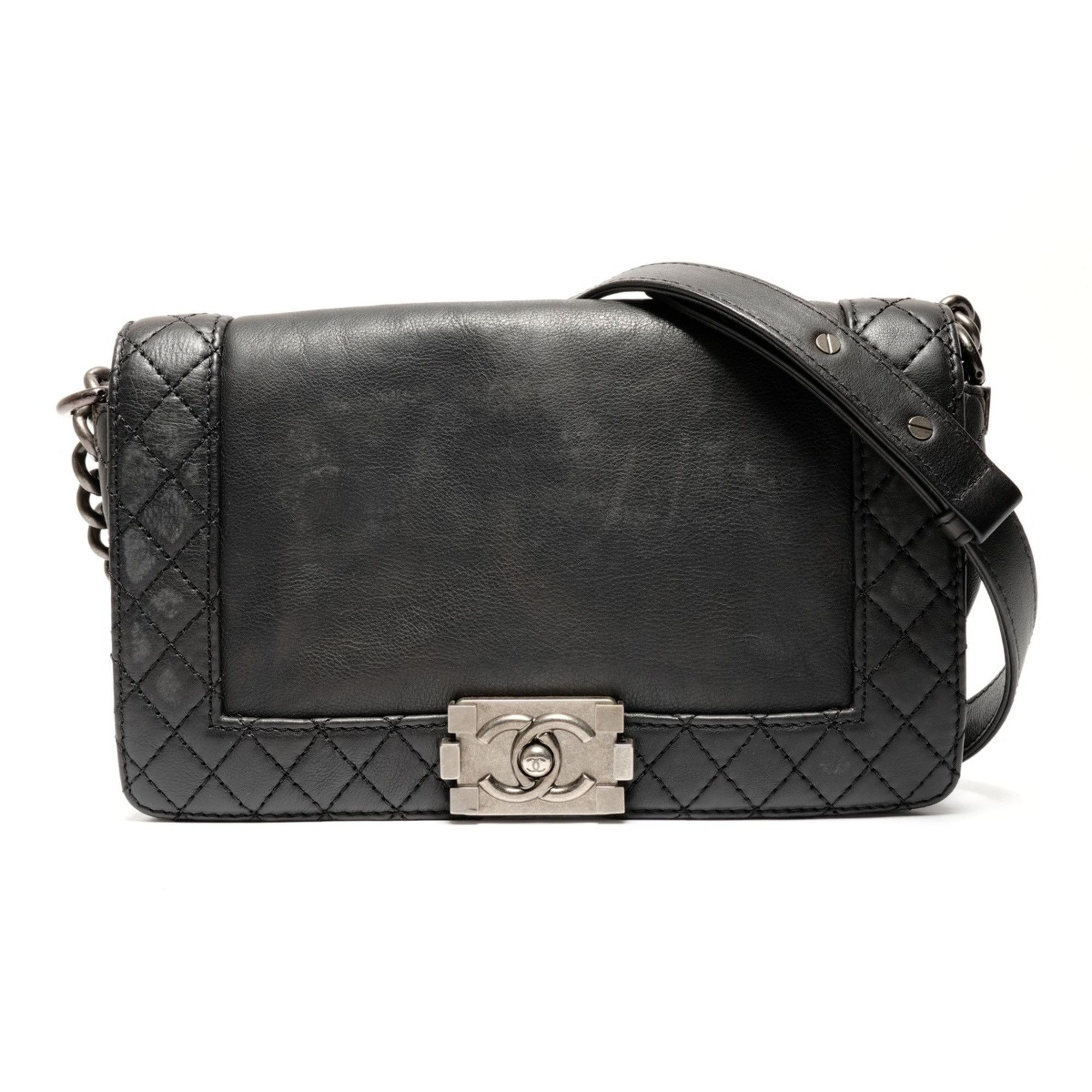 Chanel CHANEL Boy Chanel Gunmetal Chain Shoulder Bag 2013-2015 Black WS27137 Size ONE SIZE - 1 Thumbnail