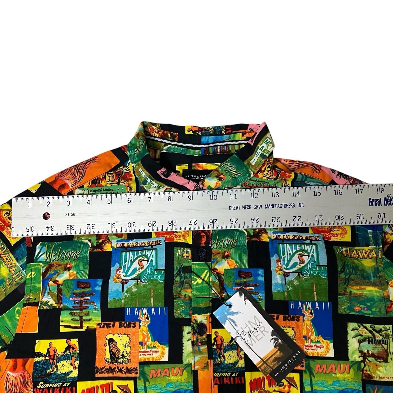 Denim & Flower Denim Flower Shirt XL Hawaii Button Up Tropical Luau Surf Size US XL / EU 56 / 4 - 5 Thumbnail