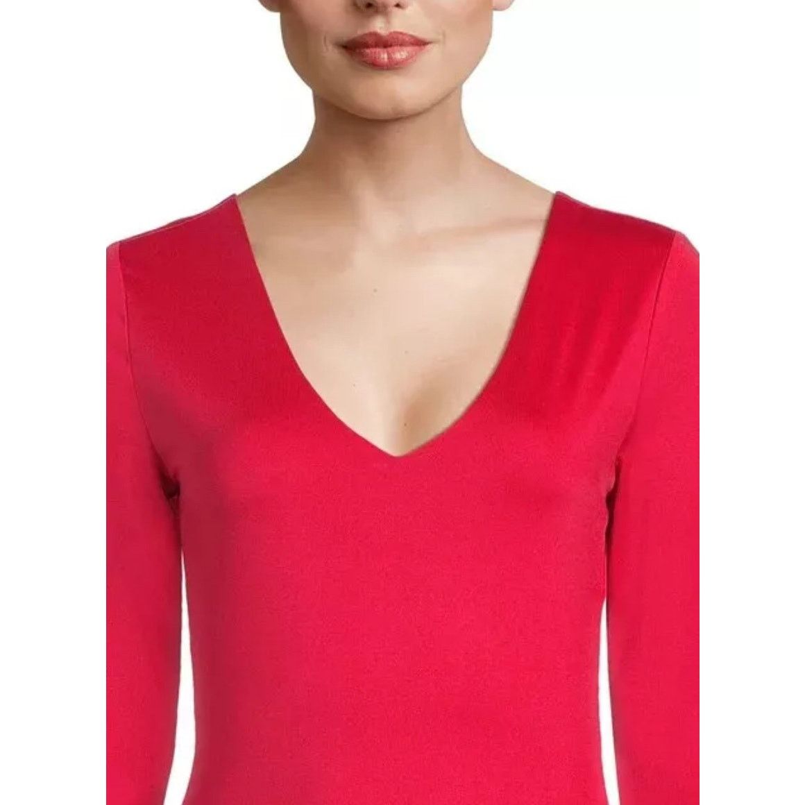 Madden NYC Juniors Double Layer Bodycon Dress fiery long sleeve V-neck Size XS / US 0-2 / IT 36-38 - 3 Thumbnail