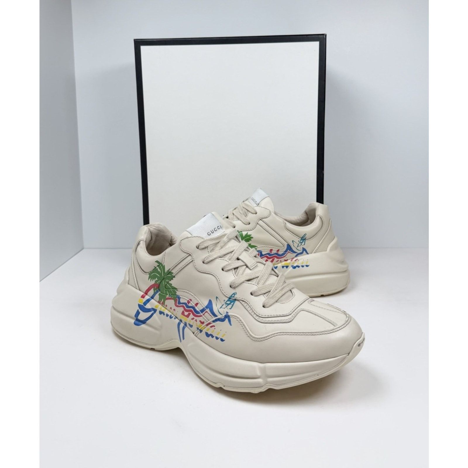 Gucci Size 7.5US - Gucci Rython Ivory Leather Hawaii Size US 7.5 / EU 40-41 - 2 Thumbnail