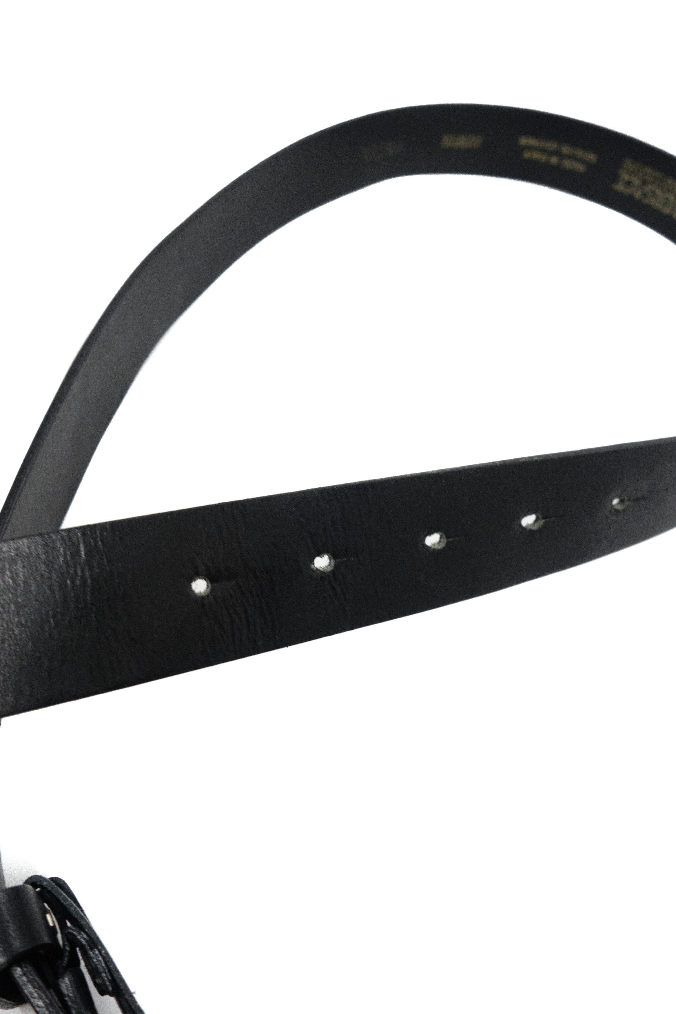Versace Jeans Couture Y2K VJC Rhinestone Logo Silver Buckle Leather Belt 00s Size ONE SIZE - 4 Thumbnail