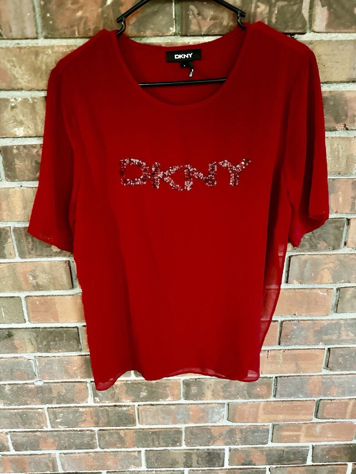 DKNY Women's Blouse DKNY Small Semisheer Logo Red Size S / US 4 / IT 40 - 1 Thumbnail