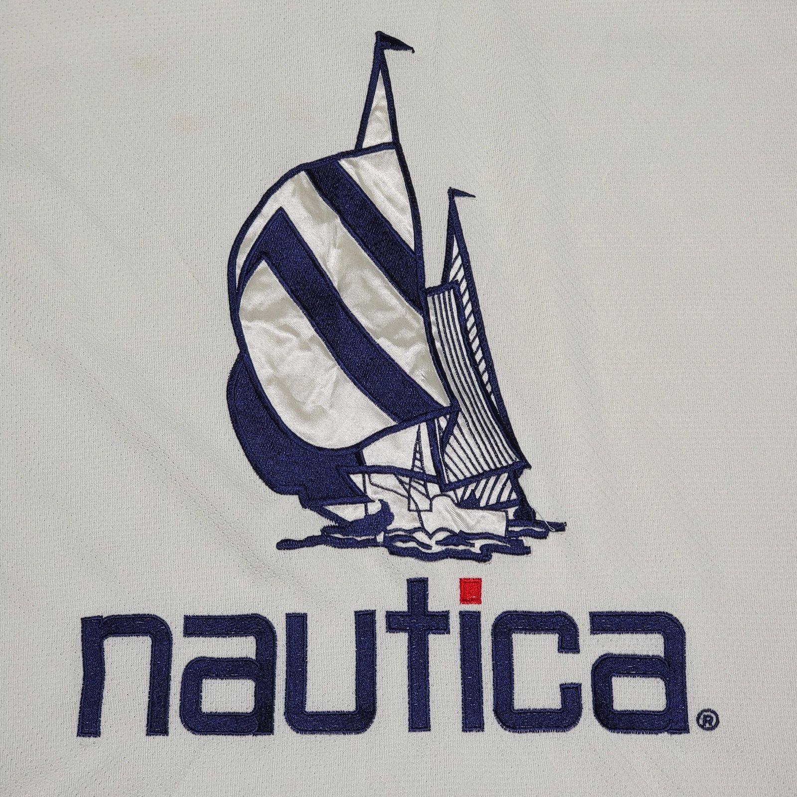 Nautica Nautica LS Cream & Navy Sailboat Jersey - Size Large Size US L / EU 52-54 / 3 - 2 Thumbnail