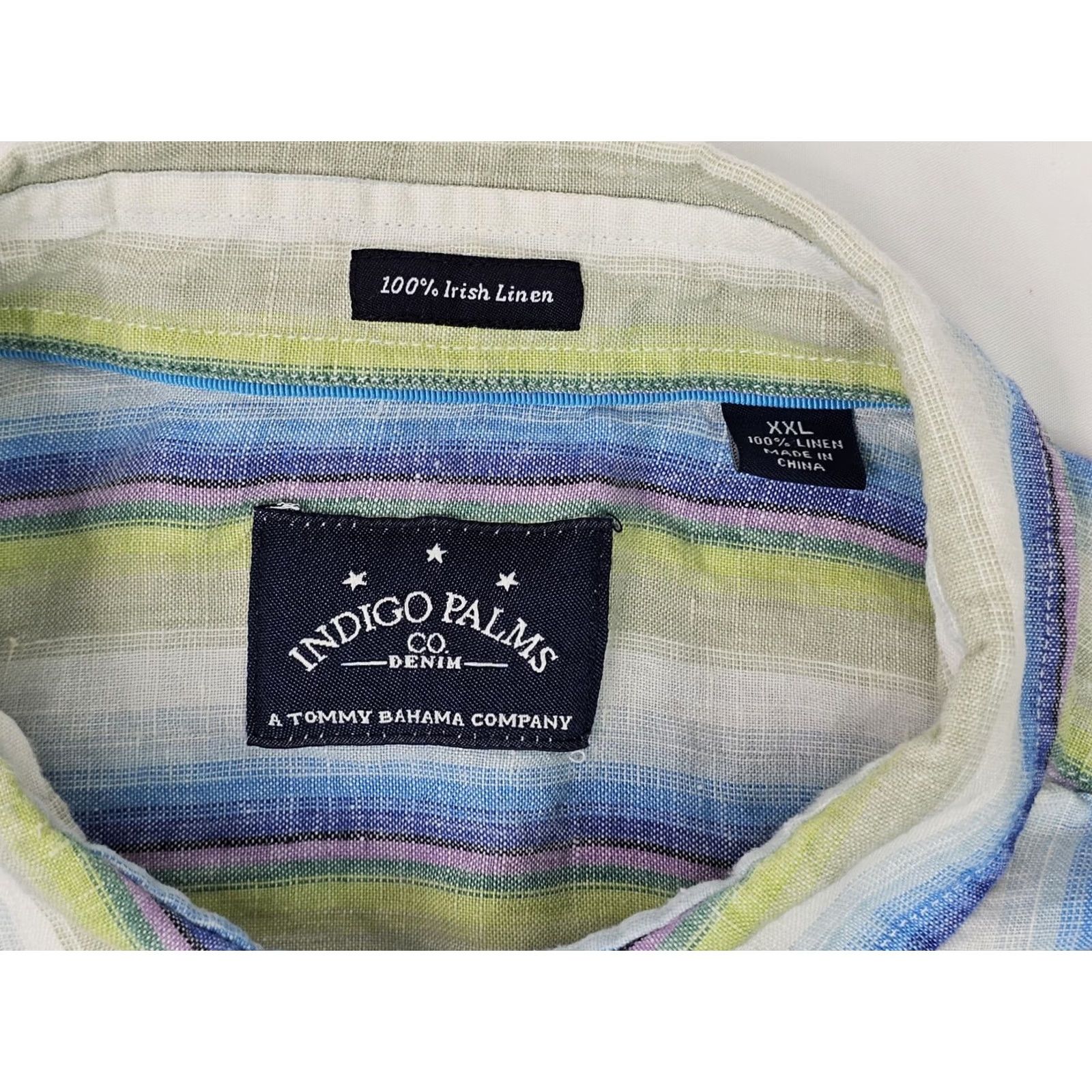 Tommy Bahama Tommy Bahama Indigo Palms Button-Up Shirt Multicolor Stripe 100% Linen LG Adults Mens Large Size US L / EU 52-54 / 3 - 3 Thumbnail