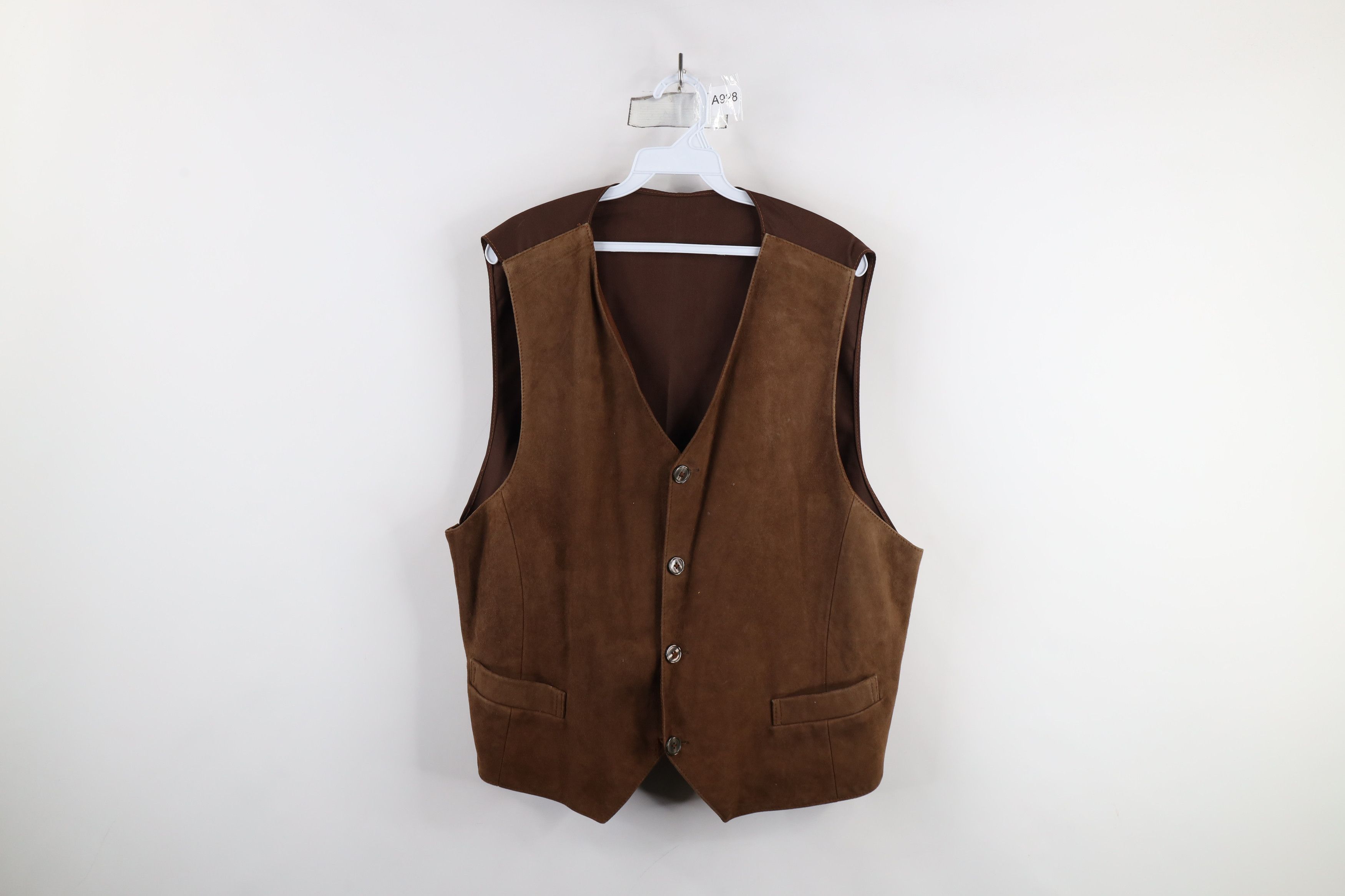 Vintage Vintage 90s Streetwear Suede Leather Buckle Back Vest Jacket Size US XXL / EU 58 / 5 - 1 Thumbnail