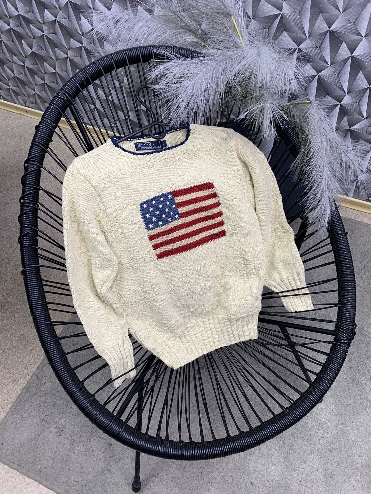 Polo Ralph Lauren × Ralph Lauren RALPH LAUREN KNITTED USA LOGO SWEATER JUMPER Size L / US 10 / IT 46 - 2 Thumbnail