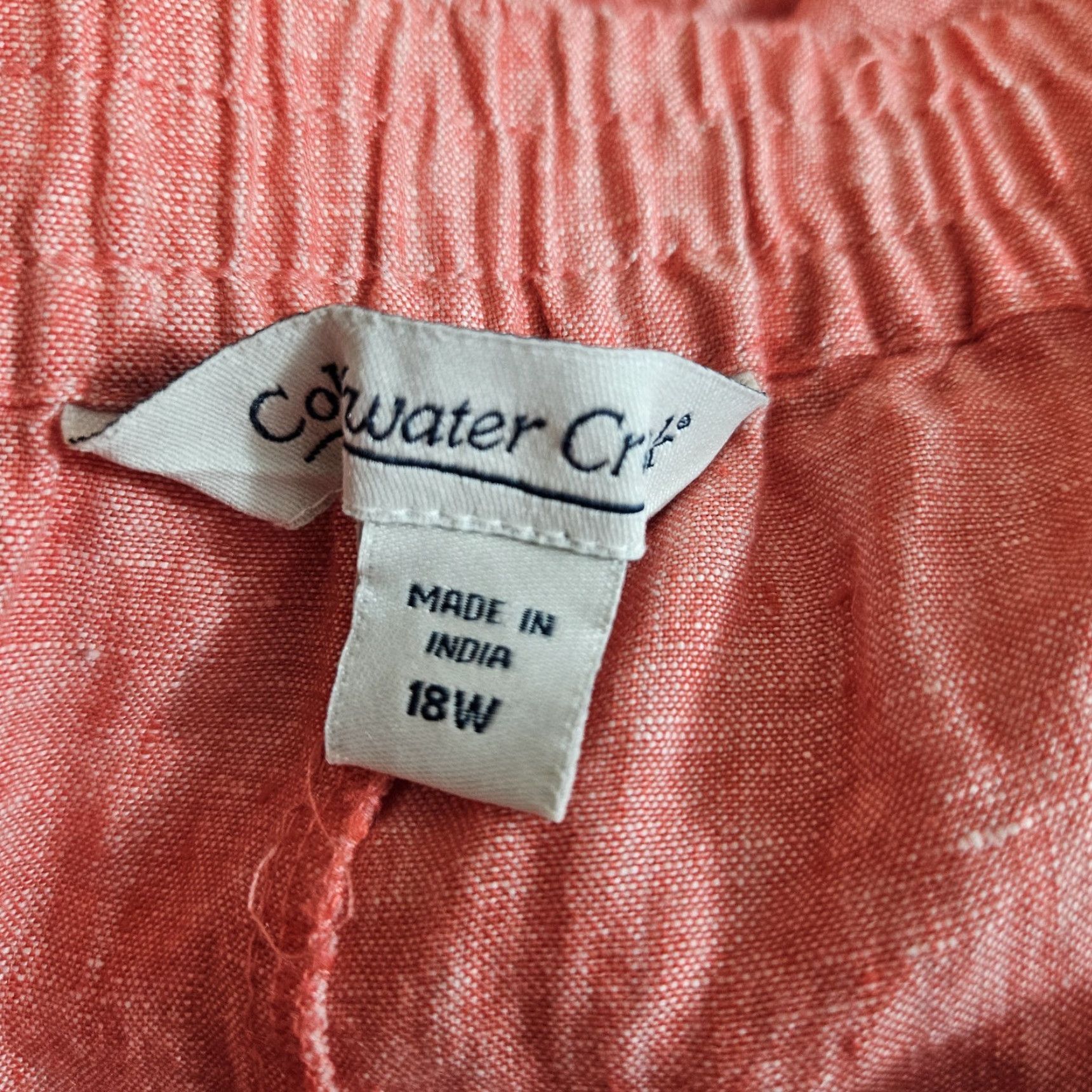 Coldwater Creek VINTAGE? No. Coldwater Creek Womens Linen Wide-Leg Cropped Pants 18W Pink Coral High Rise 26 Inseam Size 40" / US 18 - 7 Thumbnail