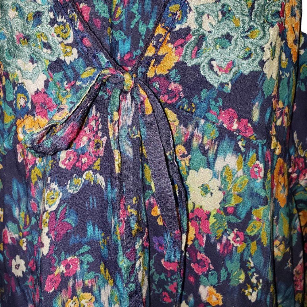 Sundae School CT342 Sundance two-piece Mini Blue Floral Flare Dress L Size L / US 10 / IT 46 - 4 Thumbnail