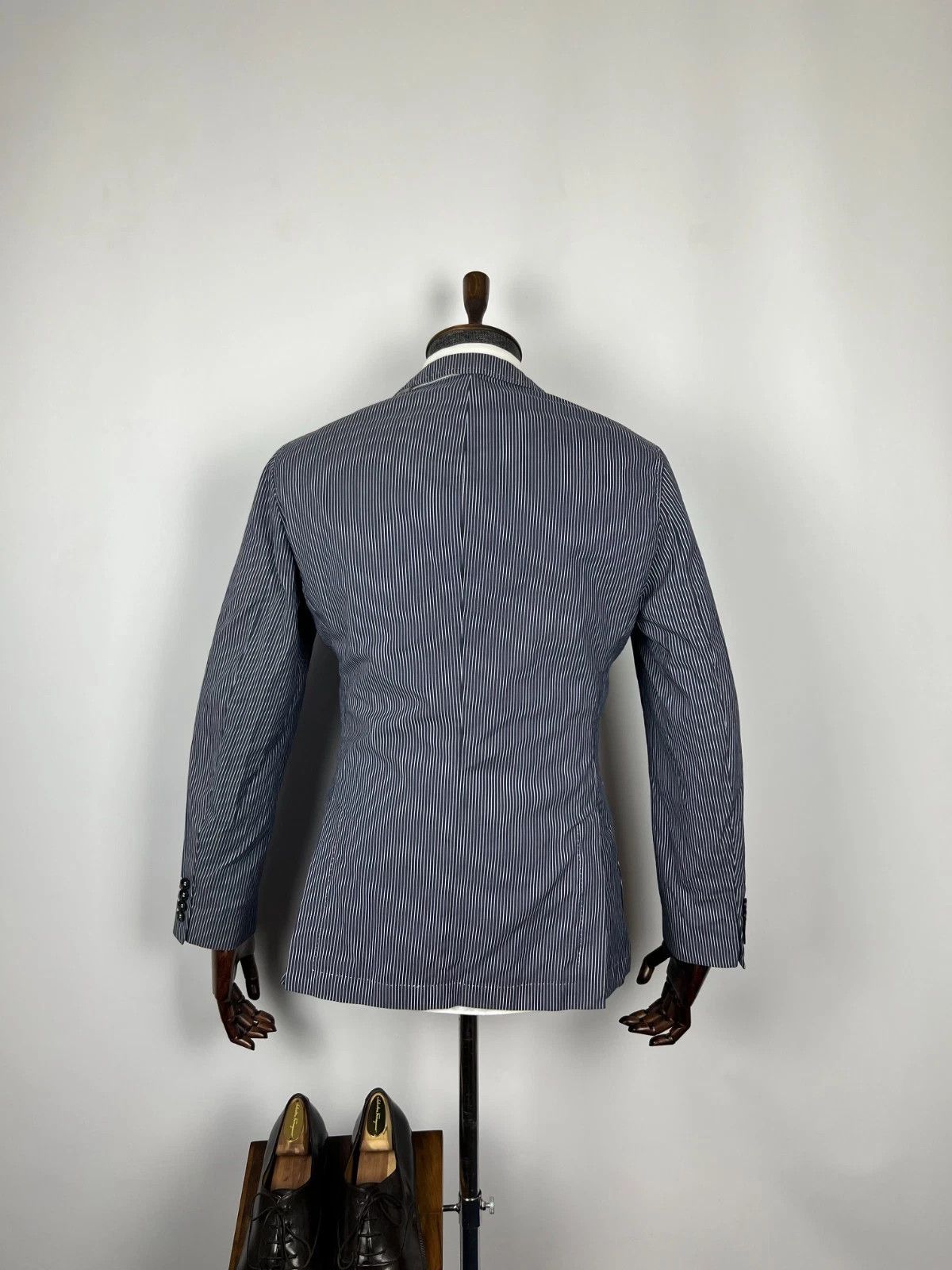 Hugo Boss Hugo Boss Men's Unlined Striped Blue White Blazer Jacket Size 38R - 6 Thumbnail
