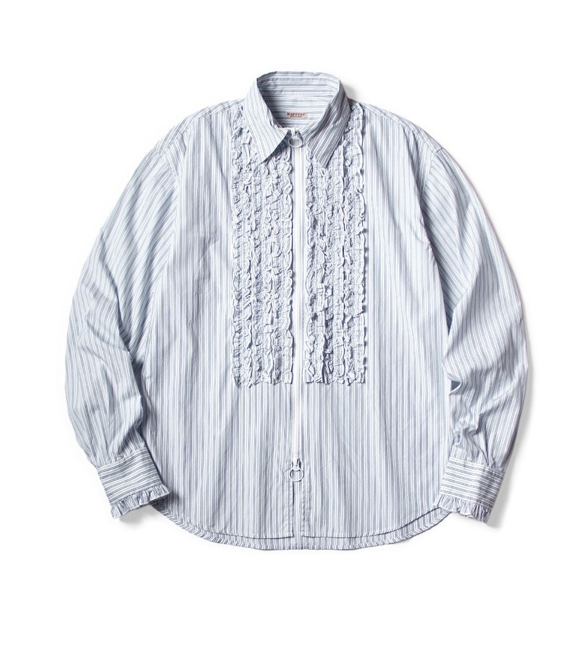Kapital Kapital Cotton Stripe ZIPPER Ruffle Shirt Size US M / EU 48-50 / 2 - 2 Thumbnail
