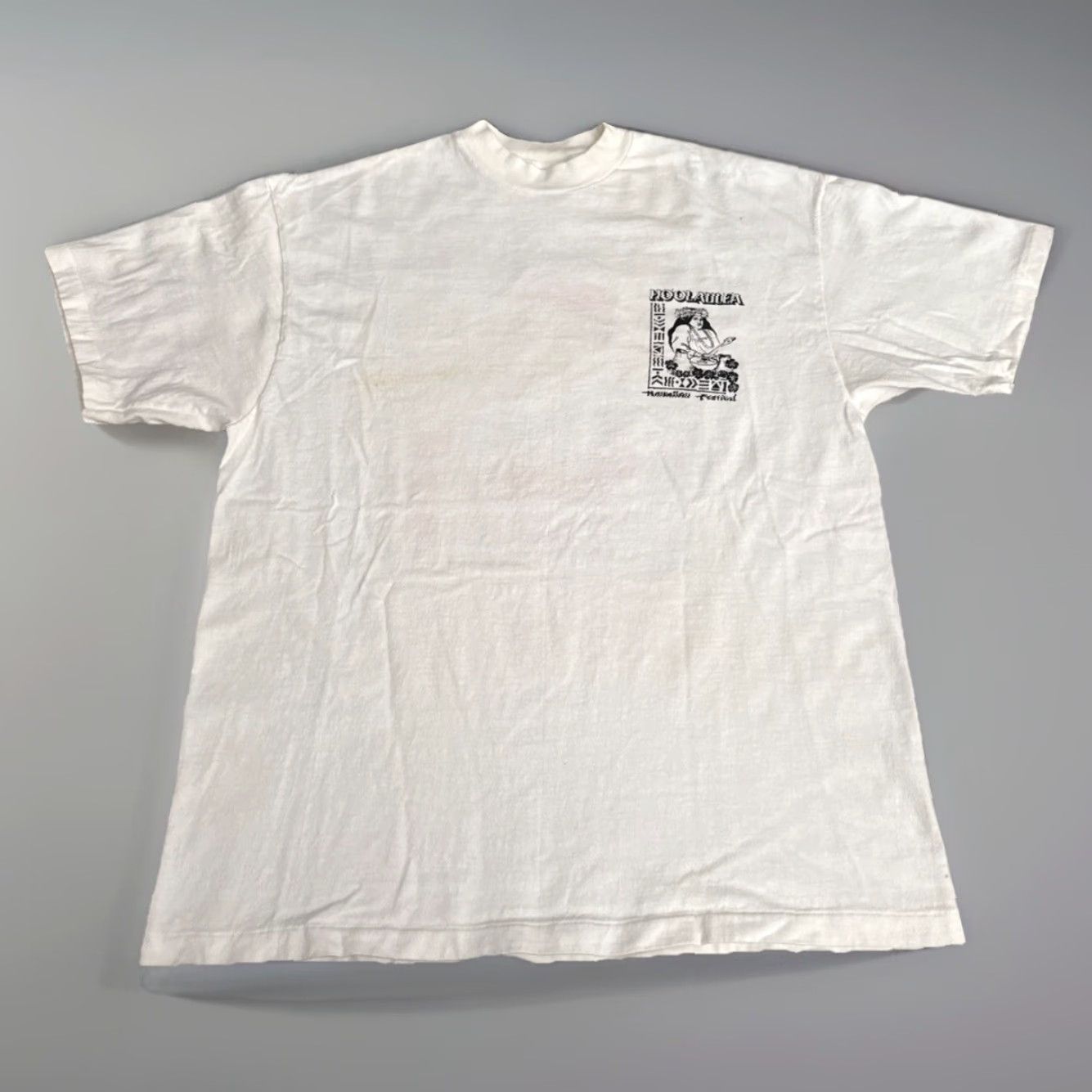 Hanes VINTAGE Hawaii Hoolaulea Festival Hula Double Sided Hanes T-Shirt Large White Mens L Size US L / EU 52-54 / 3 - 2 Thumbnail