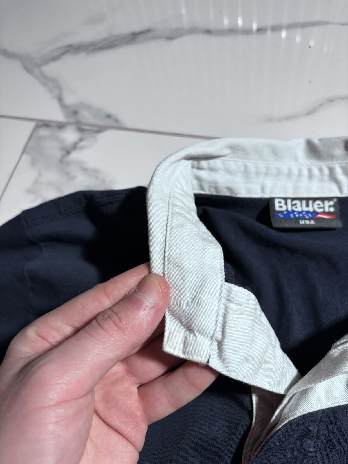 Rugby Ralph Lauren Blauer USA Boston Police Rugby Polo Long Sleeve Patch Work Size US L / EU 52-54 / 3 - 8 Thumbnail