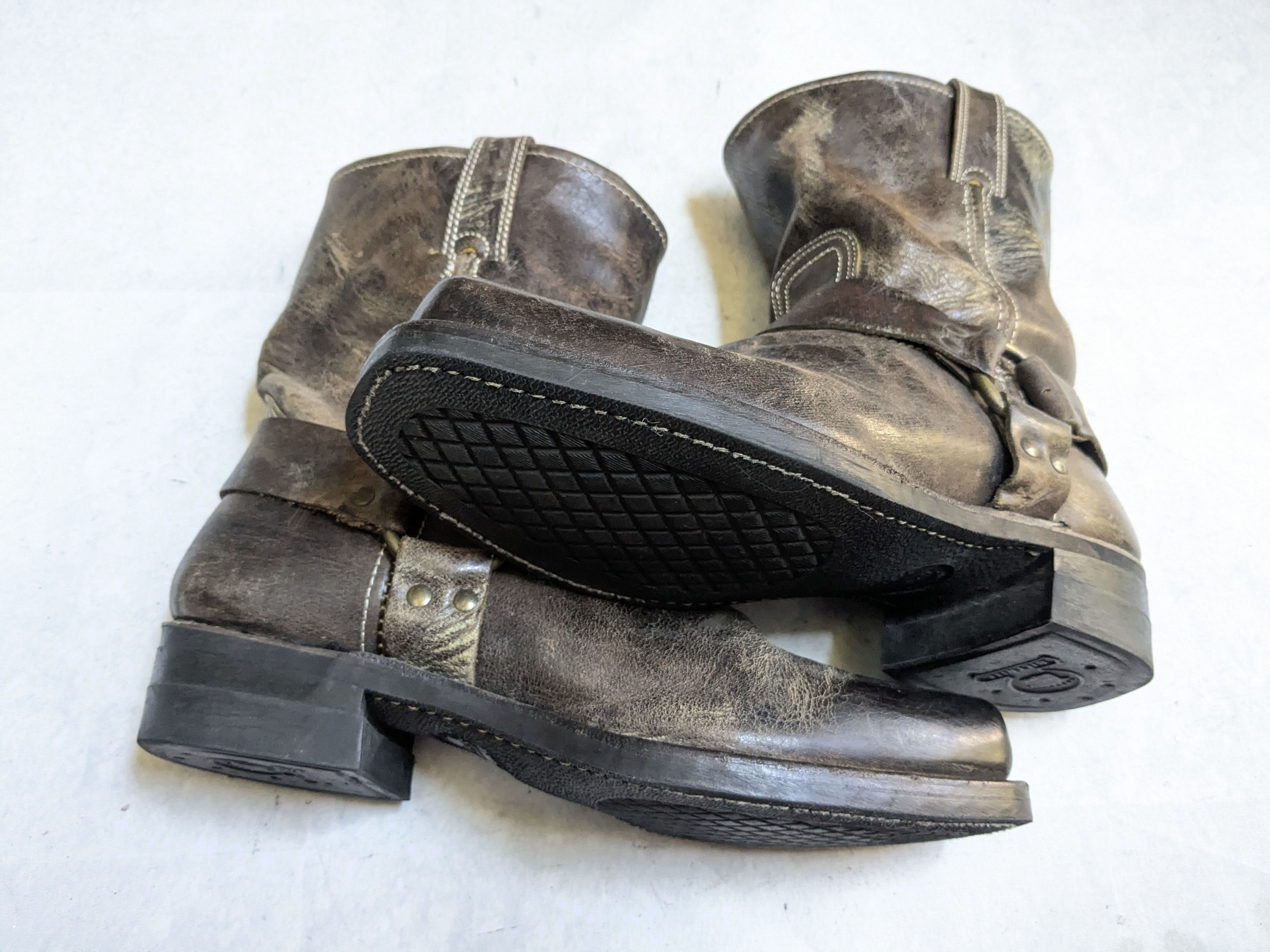 Frye Frye Harness Boots Brown Leather 12 M USA Buckle Strap Size US 12 / EU 45 - 14 Thumbnail
