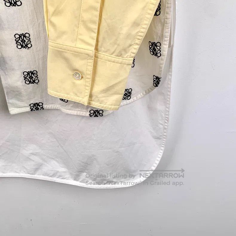 Loewe Loewe Color-blocked logo embroidered cotton long-sleeve sh Size XS / US 0-2 / IT 36-38 - 4 Thumbnail