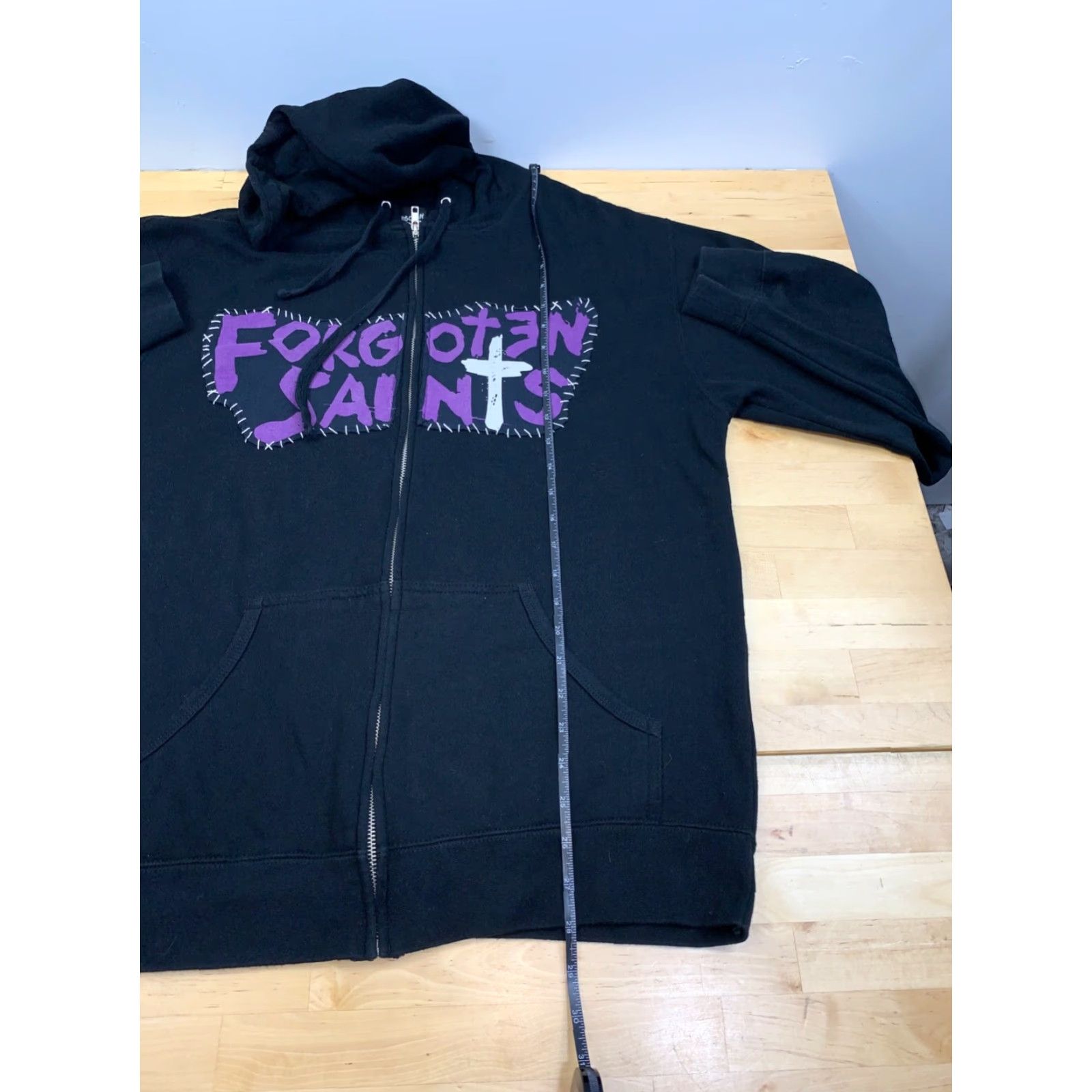 Vintage Forgotten Saints Jacket Mens L Black Rock & Roll Full Zip Hooded #9580 Size US L / EU 52-54 / 3 - 5 Thumbnail