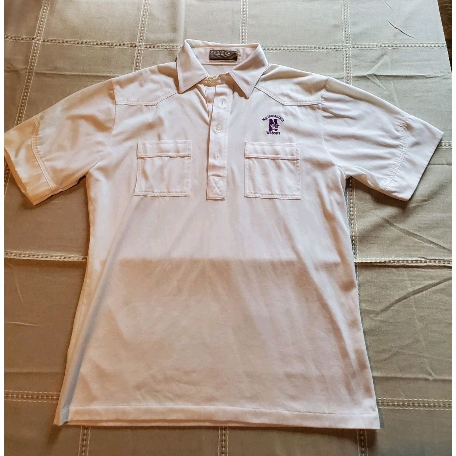 NCAA Northwestern Wildcats White Golf Polo Dual Pockets Size M Size US M / EU 48-50 / 2 - 1 Thumbnail