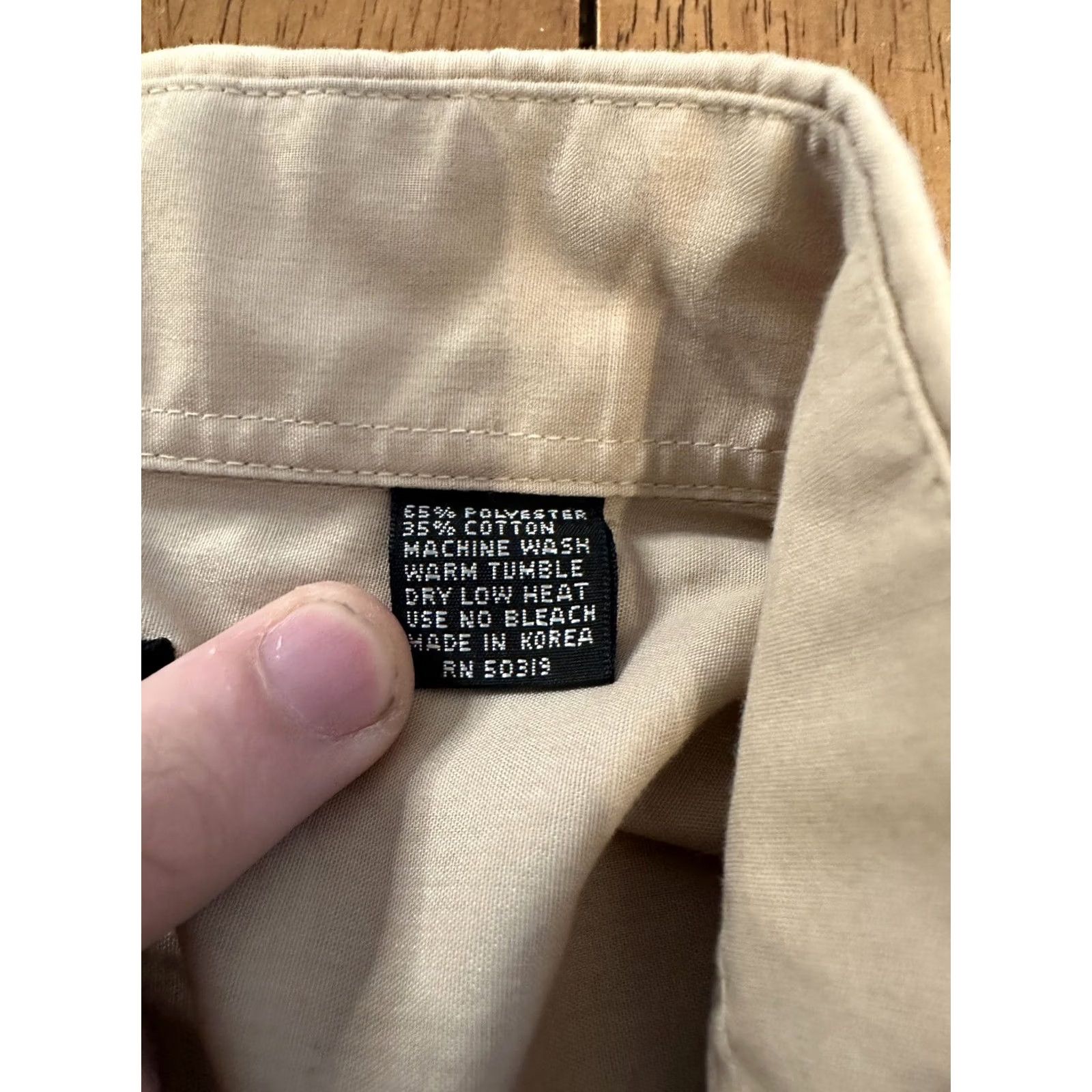 Vintage VINTAGE Princeton Hall Button-Front Dress Shirt Large L Tan Yellow 1990s Sportswear/Beach Mens Size 42R - 4 Thumbnail