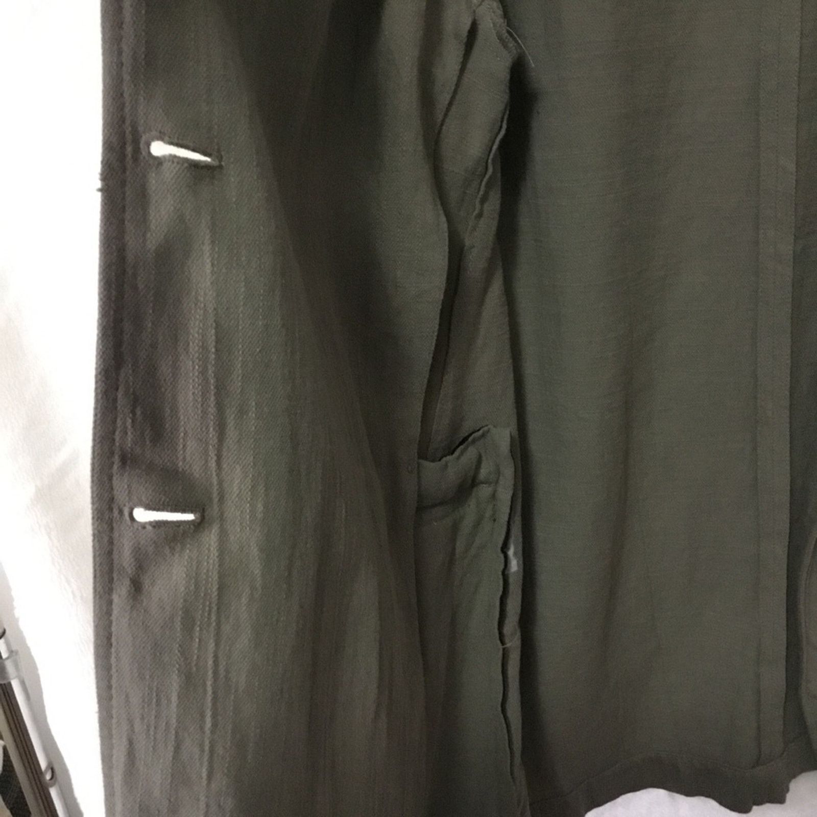 Zara Zara Olive Green Linen Blend Button Over-Sized Blazer Size XS / US 0-2 / IT 36-38 - 12 Thumbnail