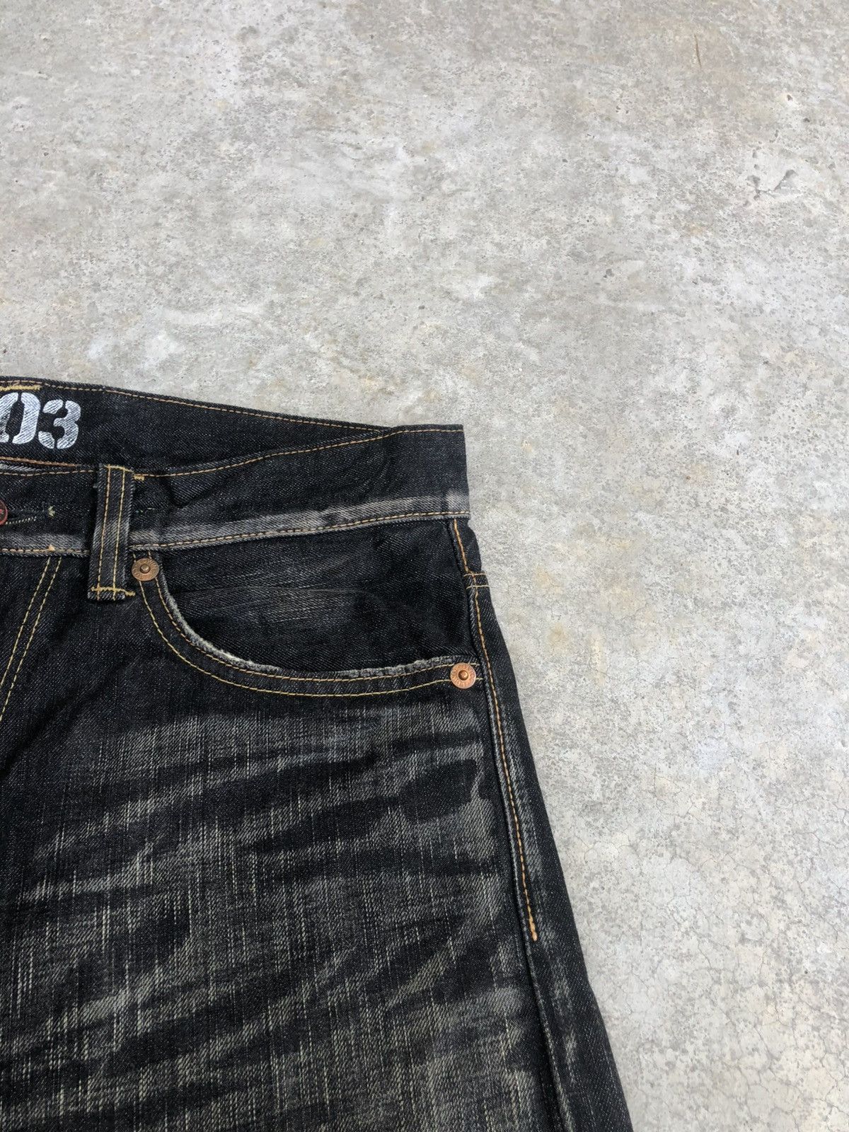 Le Grande Bleu (L.G.B.) Japanese Edwin 503 Blue Trip Distressed Jeans Size US 33 - 15 Thumbnail