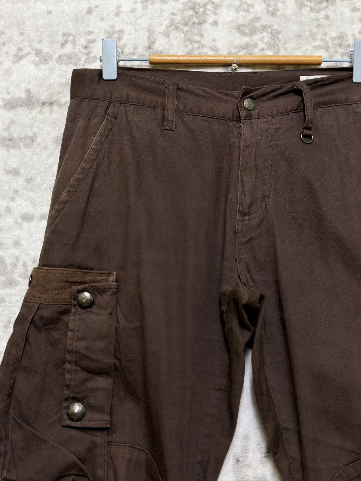 Japanese Brand Vintage Semantic Design Bondage Cargo Pants Brown Flared Y2K Size US 30 / EU 46 - 4 Thumbnail