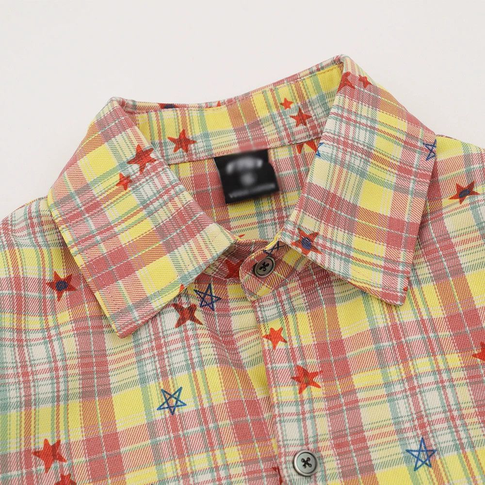 Vintage Men's loose American casual star plaid long-sleeved shirt Size US M / EU 48-50 / 2 - 3 Thumbnail