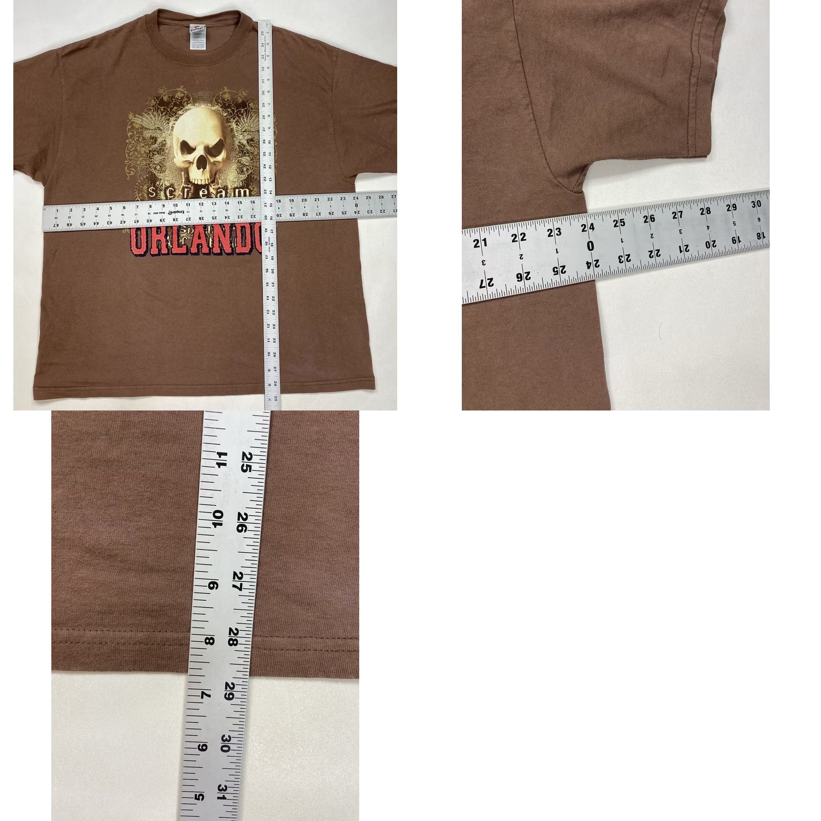 Vintage VINTAGE Six Flags Scream Skull Orlando Graphic T-shirt Men XL Brown Size US XL / EU 56 / 4 - 8 Thumbnail