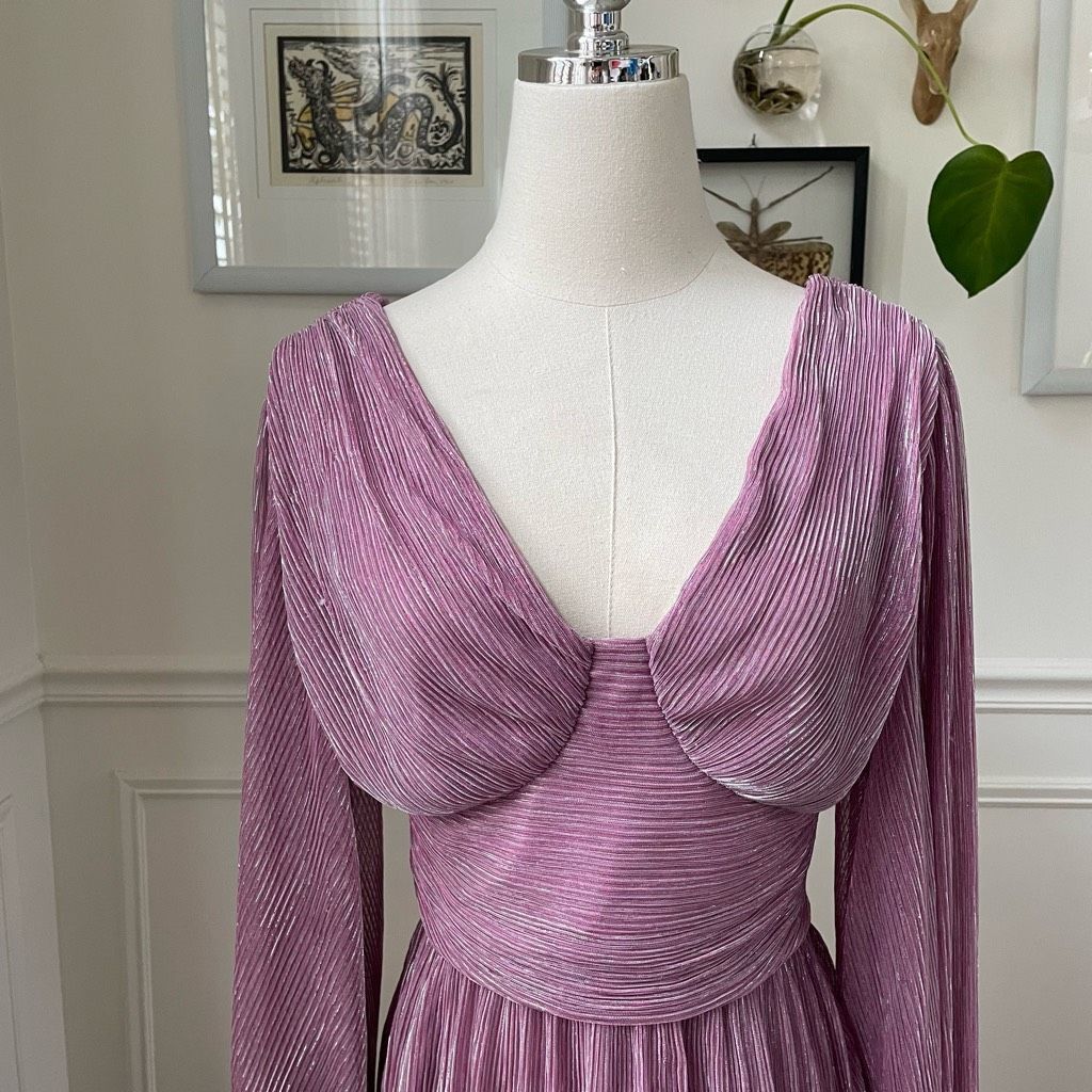 Other Amy Enjoy Life Mauve Pink Metallic Stripe Bell Sleeve Mini D Size XS / US 0-2 / IT 36-38 - 2 Thumbnail