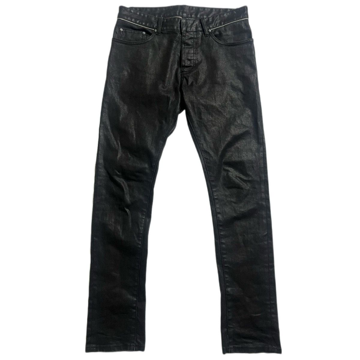 image of Balenciaga Waxed Coated Denim Pants in Black, Men's (Size 30)