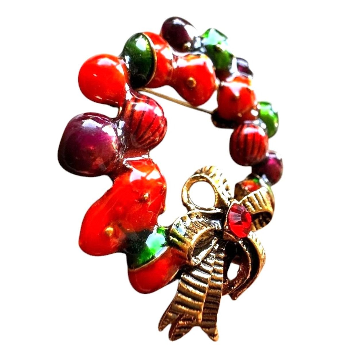 Handmade Christmas Wreath Brooch Pin New Ornaments Festive Winter Hol Size ONE SIZE - 6 Thumbnail