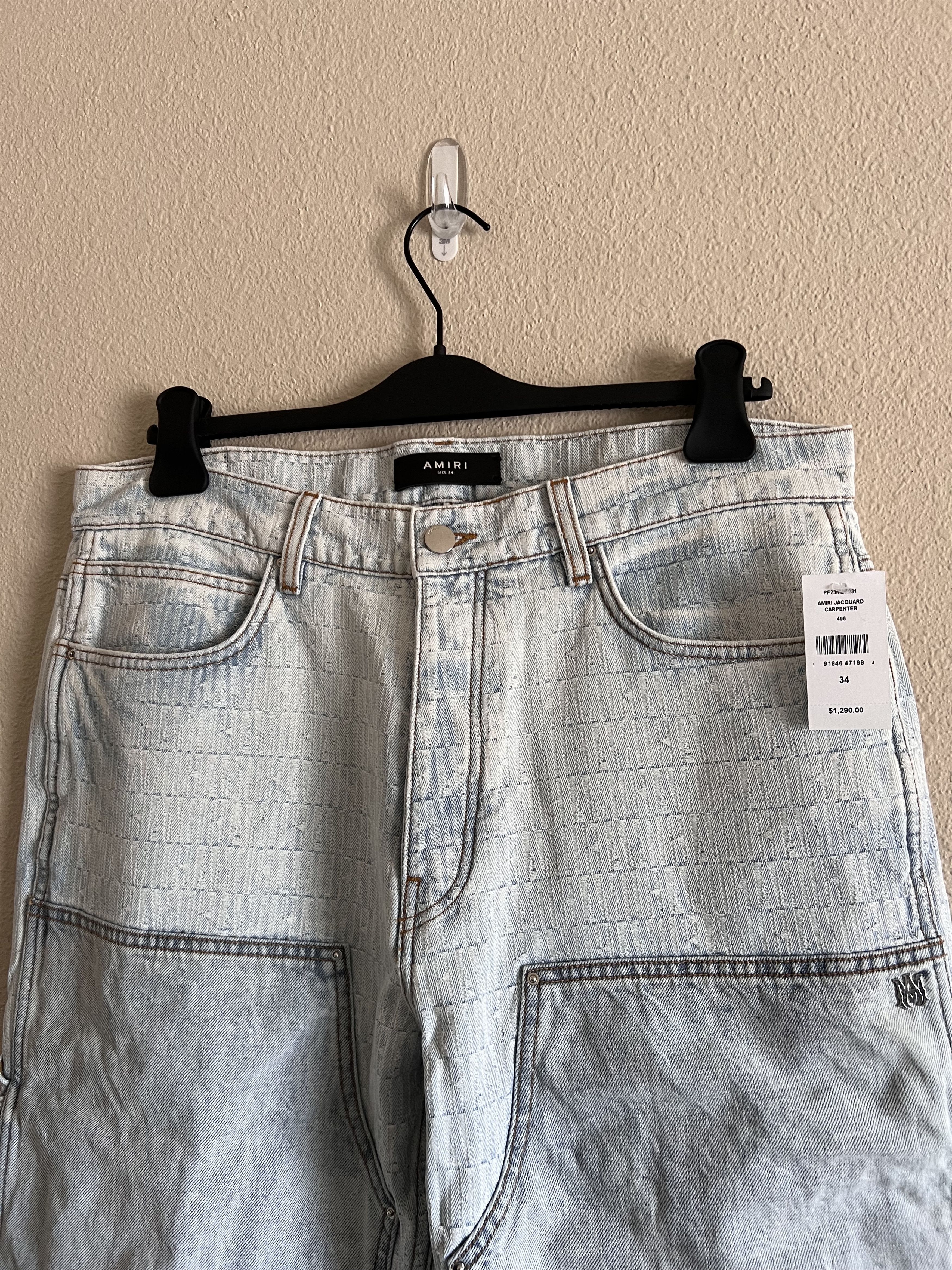 Amiri Amiri Denim Jacquard Carpenter Double Knee Pants Size US 34 / EU 50 - 2 Thumbnail