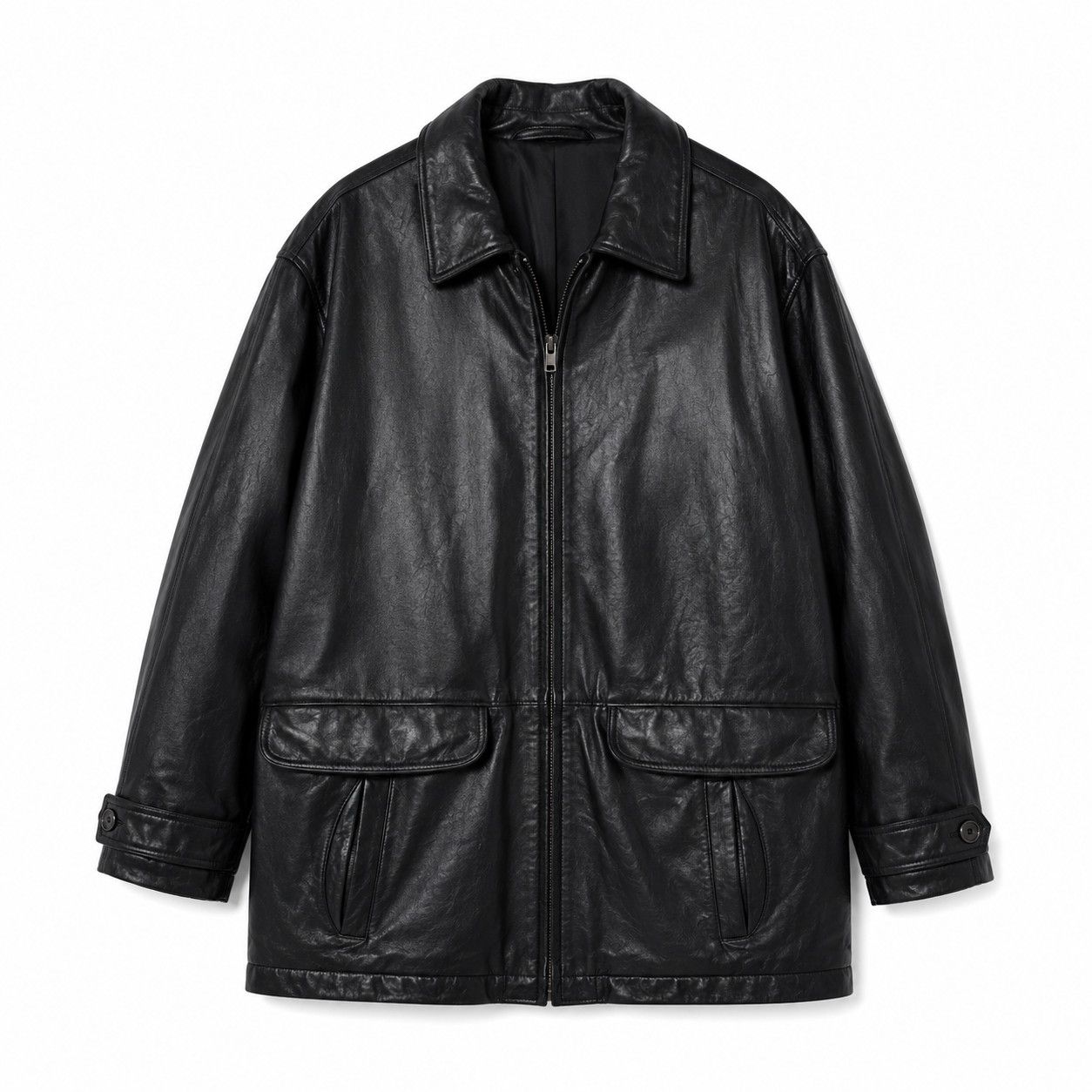 Eddie Bauer Vintage Eddie Bauer Black Genuine Leather Car Coat Jacket Size XXL / US 16-18 / IT 52-54 - 2 Thumbnail
