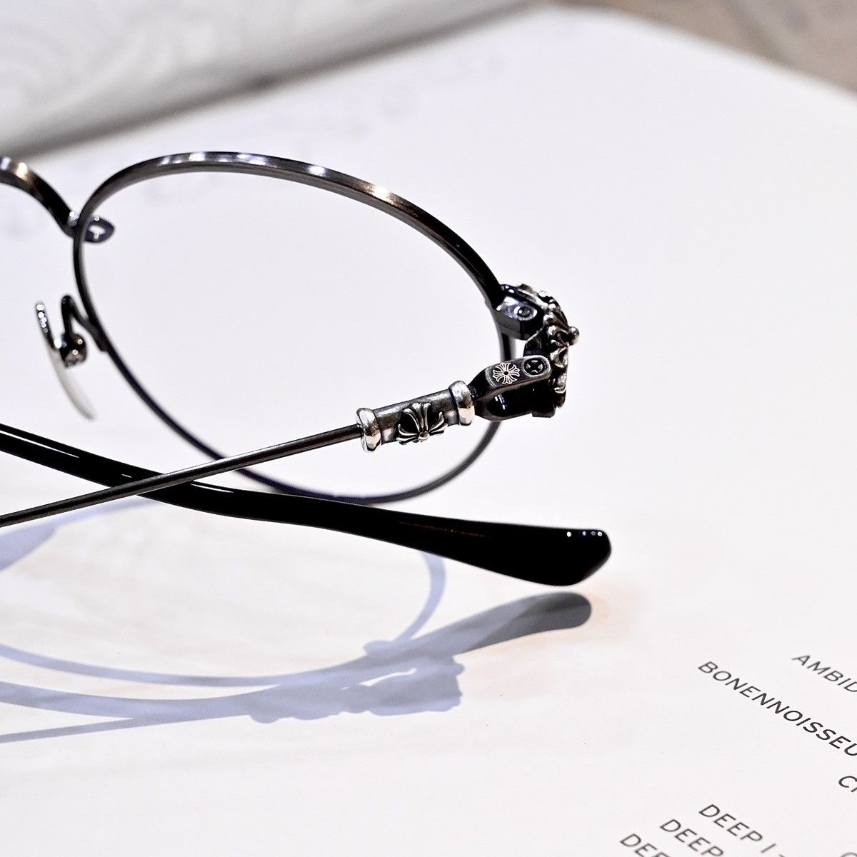 Chrome Hearts CHROME HEARTS BUBBA-A ANTIQUE SILVER- BLACK PLASTIC GLASSES Size ONE SIZE - 10 Thumbnail
