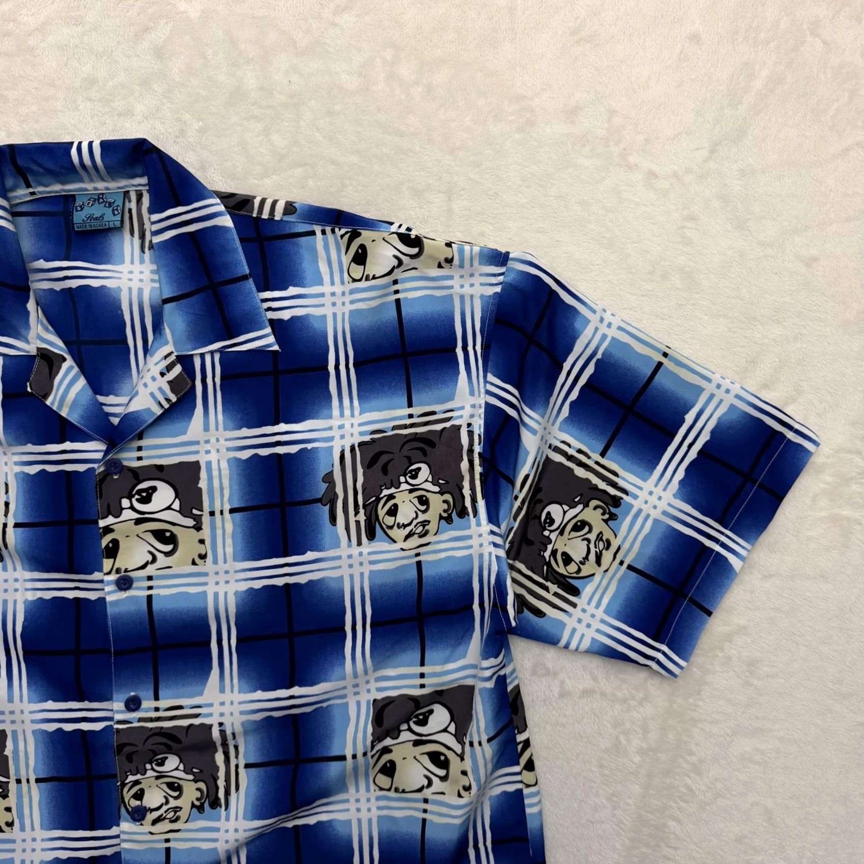 Vintage VINTAGE Seals Shirt Mens L Blue Cartoon Stussy Camp Button Up Korea Y2K Size US L / EU 52-54 / 3 - 3 Thumbnail