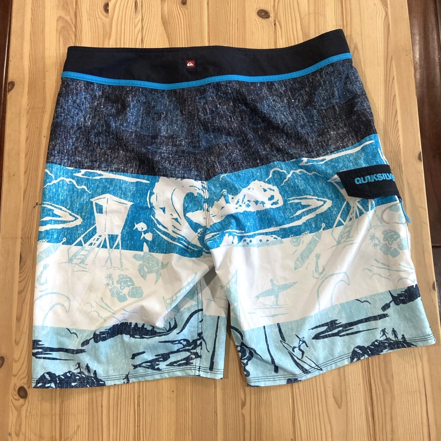 Quiksilver Quiksilver Board Shorts Mens 36 Blue Eddie Aikau Swim Trunks Surf Beach Size US 36 / EU 52 - 7 Thumbnail