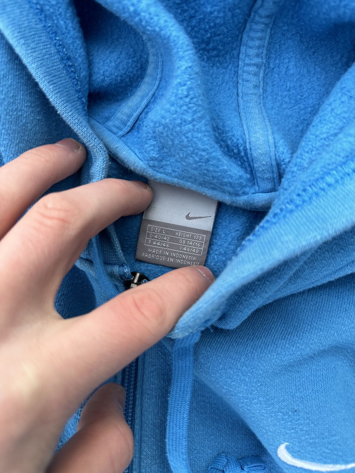 Nike × Vintage Vintage Nike Small Swoosh Zip Hoodie Y2K USA Blue Size US S / EU 44-46 / 1 - 5 Thumbnail
