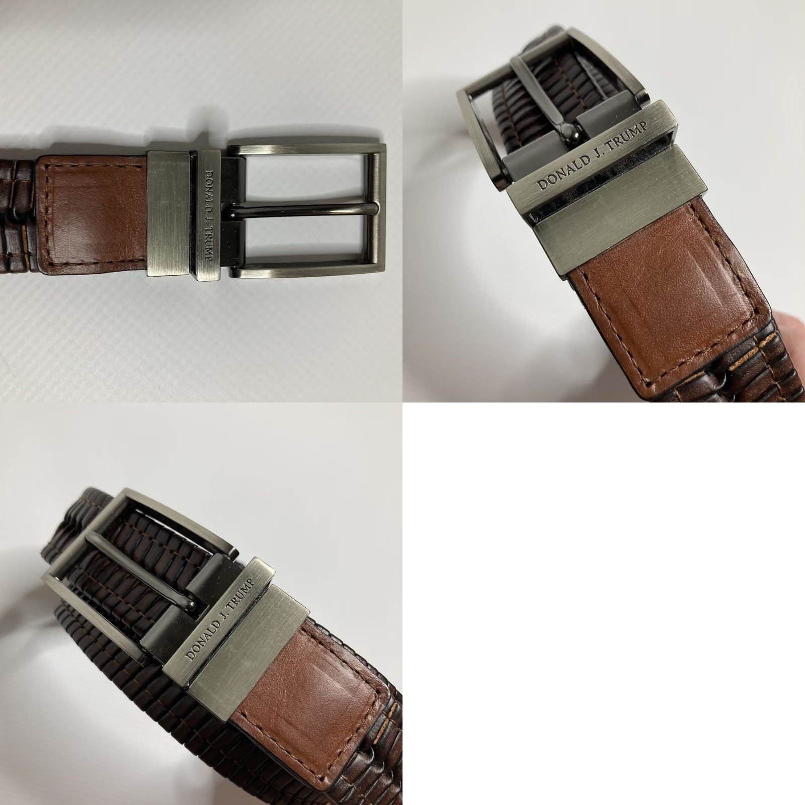 Vintage Donald J. Trump Belt, Size 44, Brown Leather Woven Belt, Signature Collection, Men, Braided, Dress Belt Size 44 - 8 Thumbnail